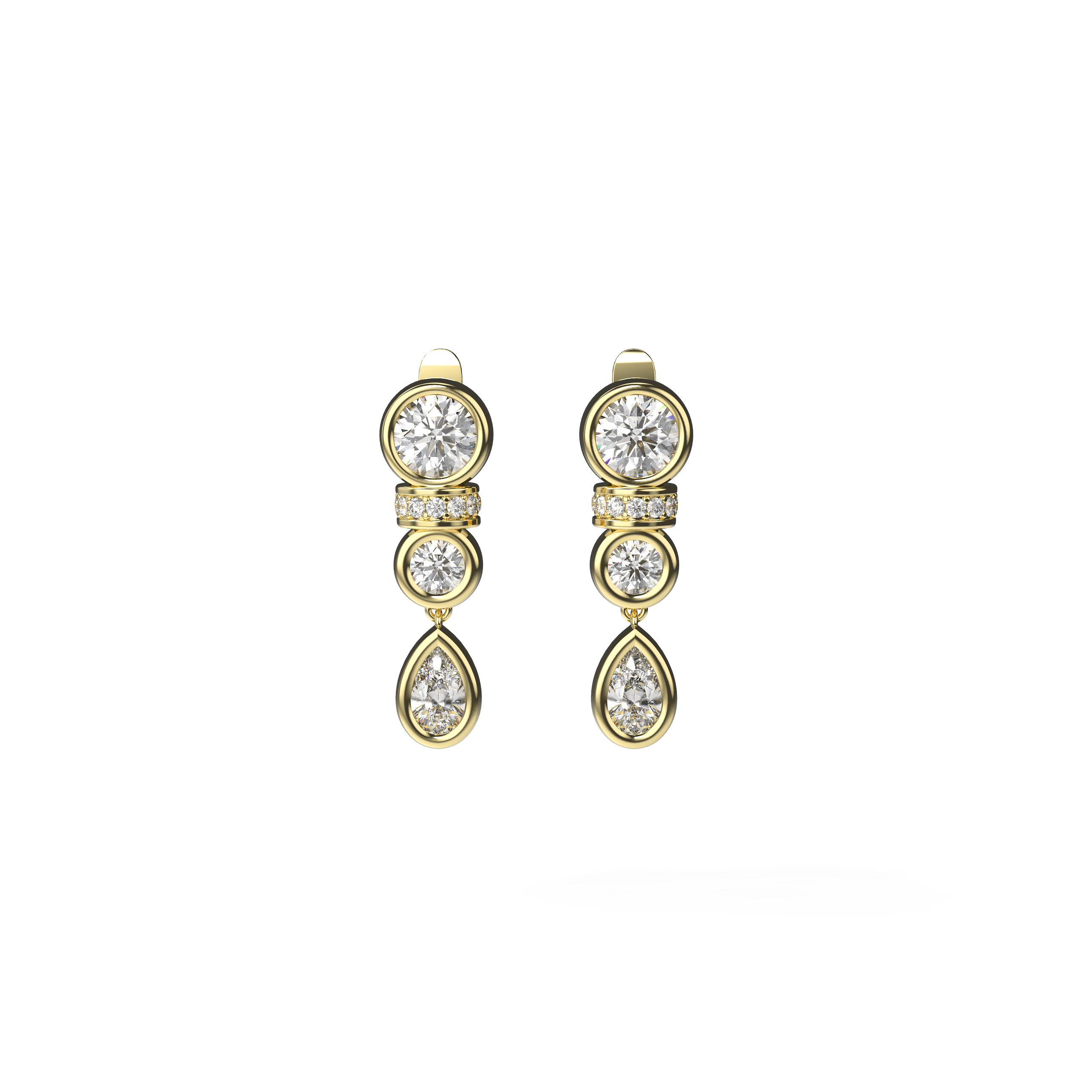 Mixed-Cut Diamond Drop Earrings