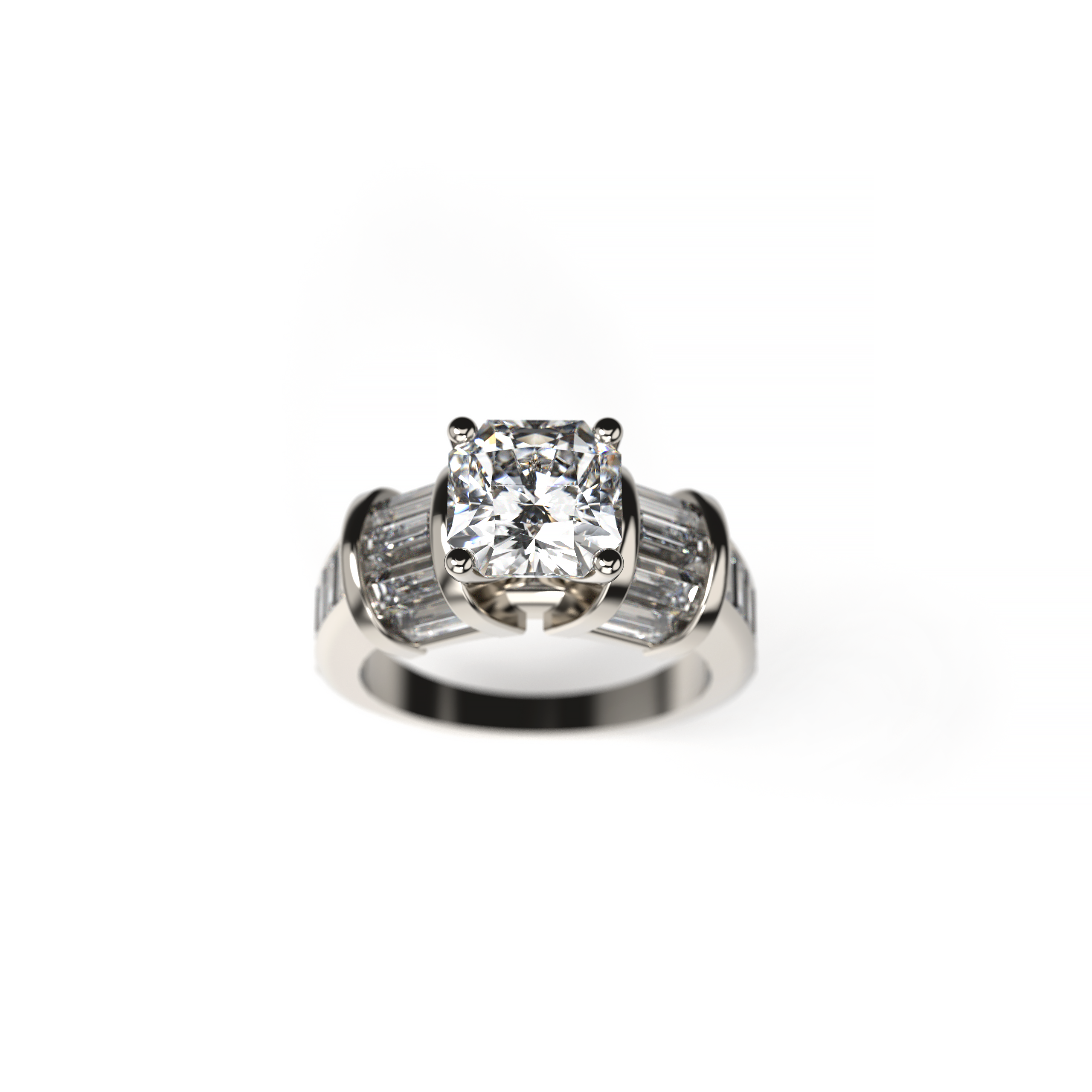 Asscher-Cut Diamond Baguette Engagement Ring
