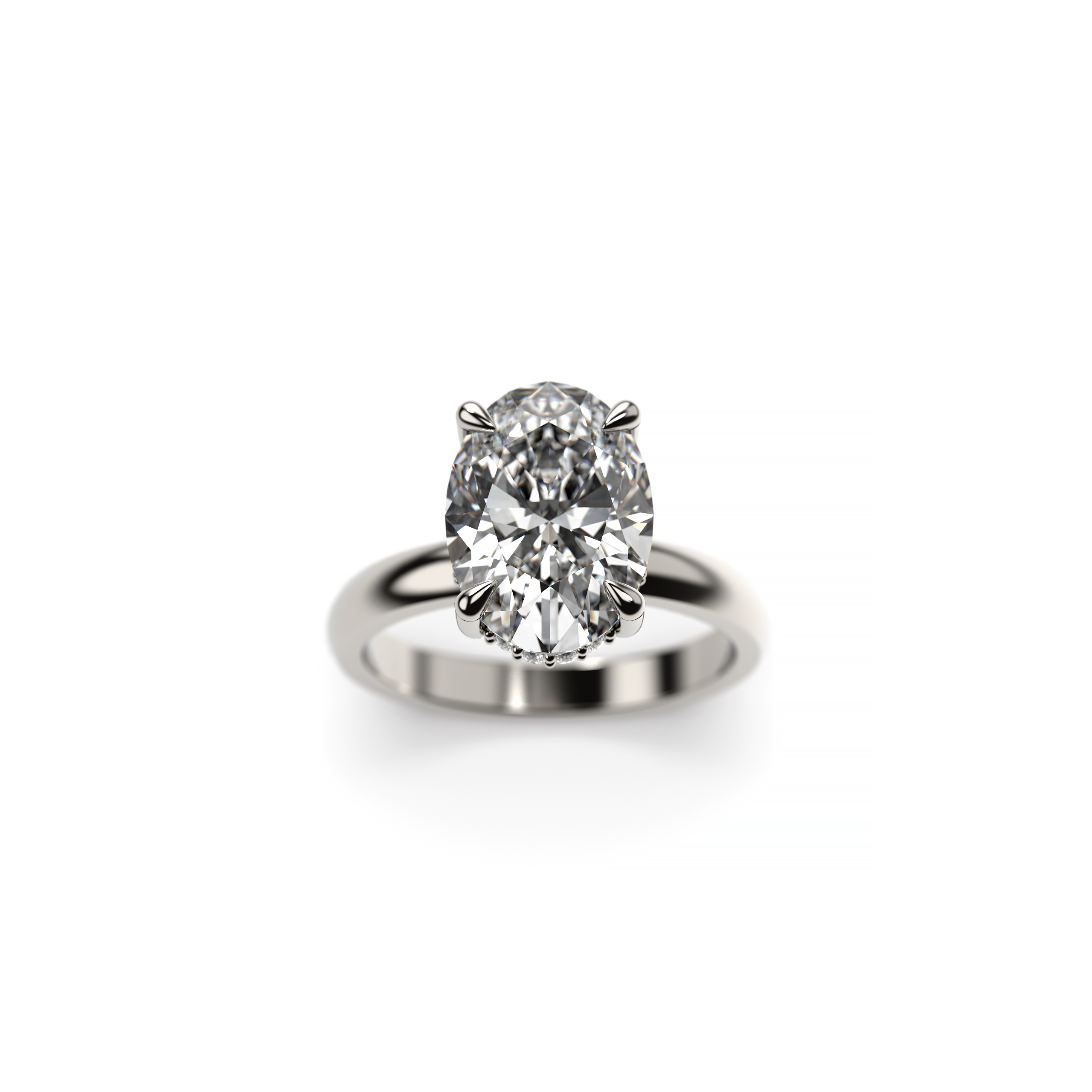 Oval Diamond Initials Engagement Ring