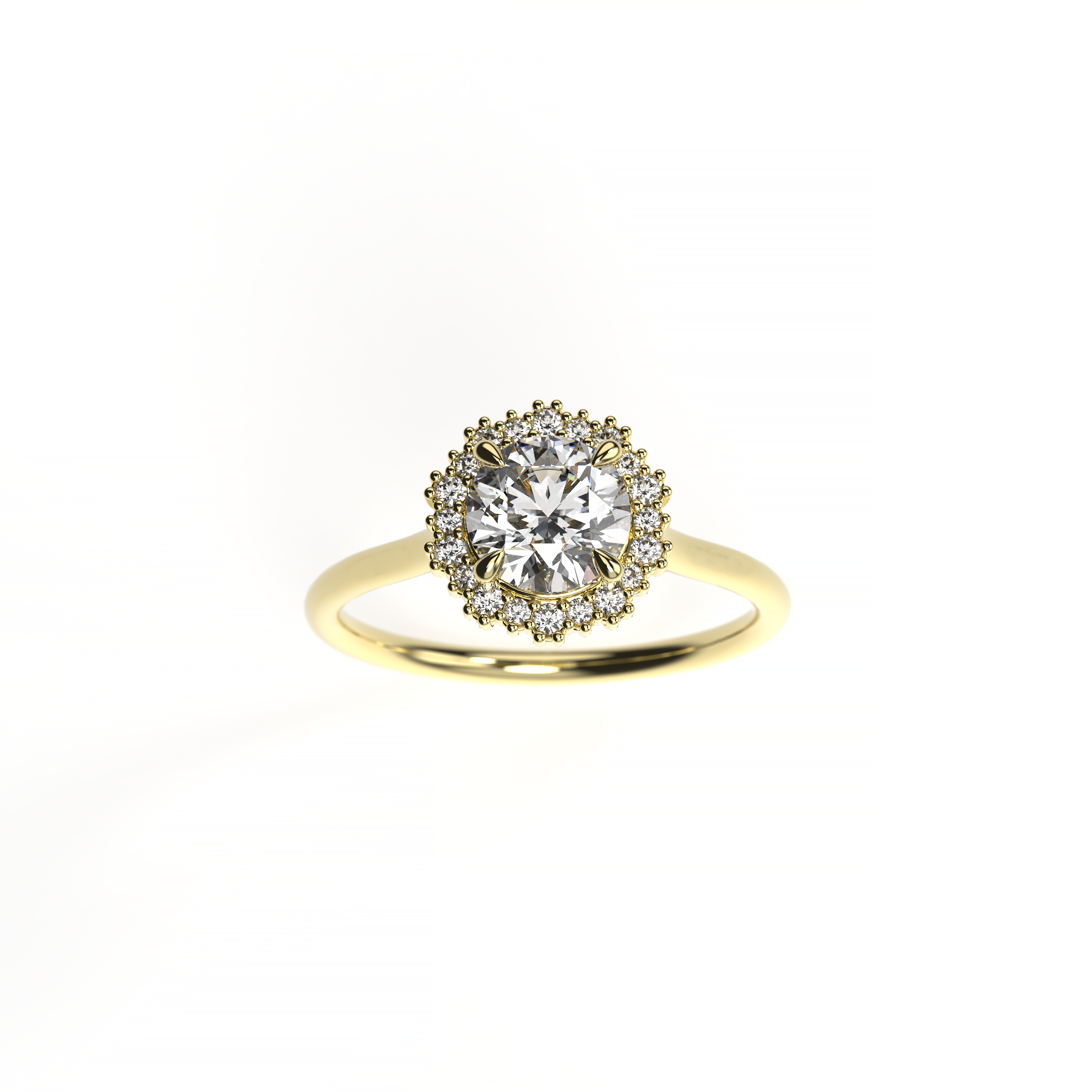 Round Diamond Solitaire Engagement Ring with Diamond Halo