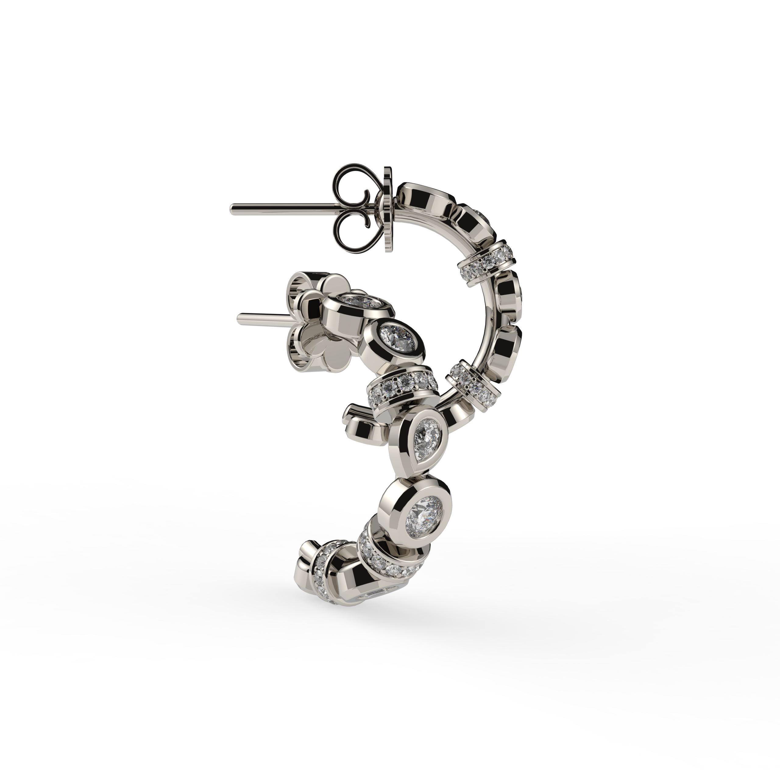 Bezel Set Mixed Cut Diamond Earrings