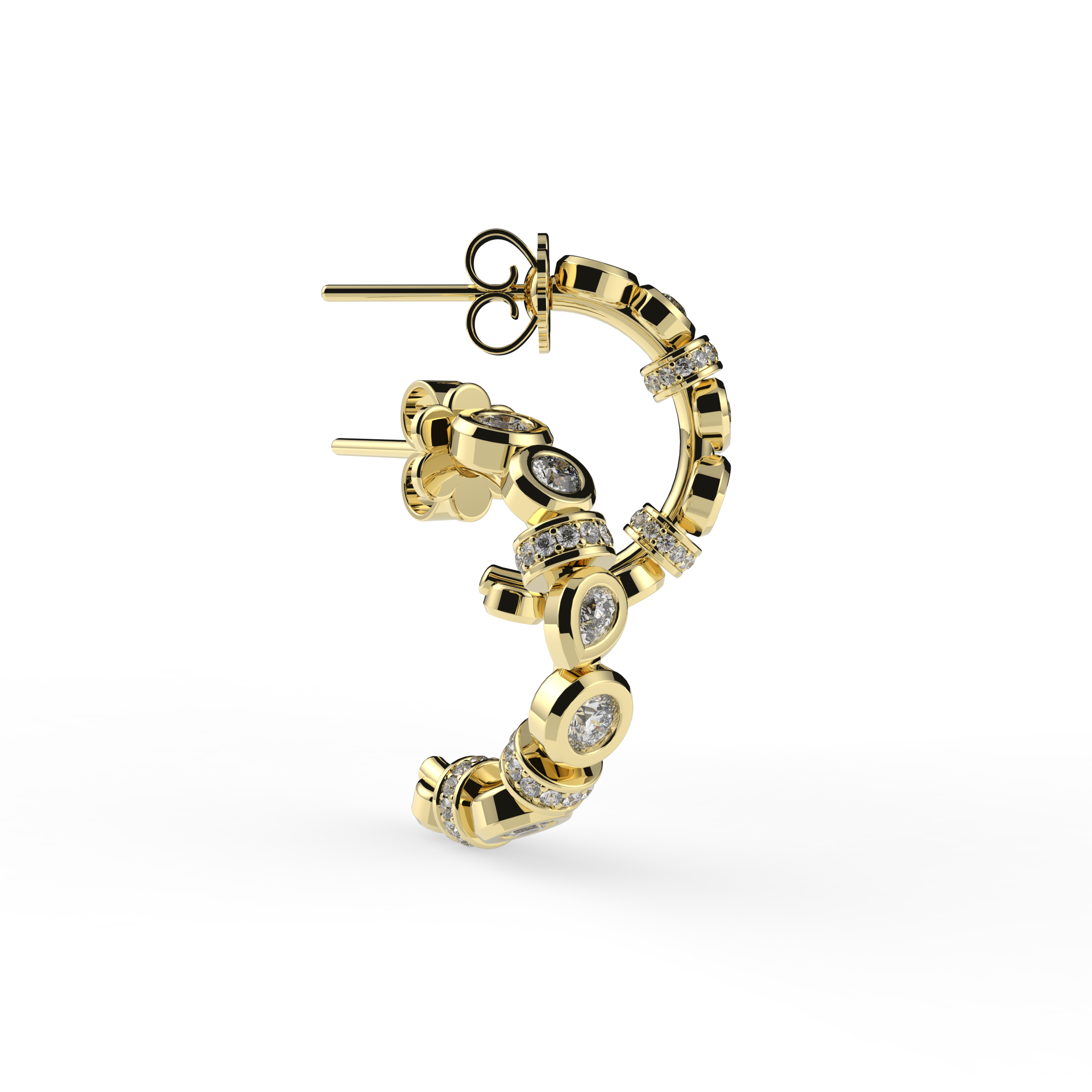 Bezel Set Mixed Cut Diamond Earrings
