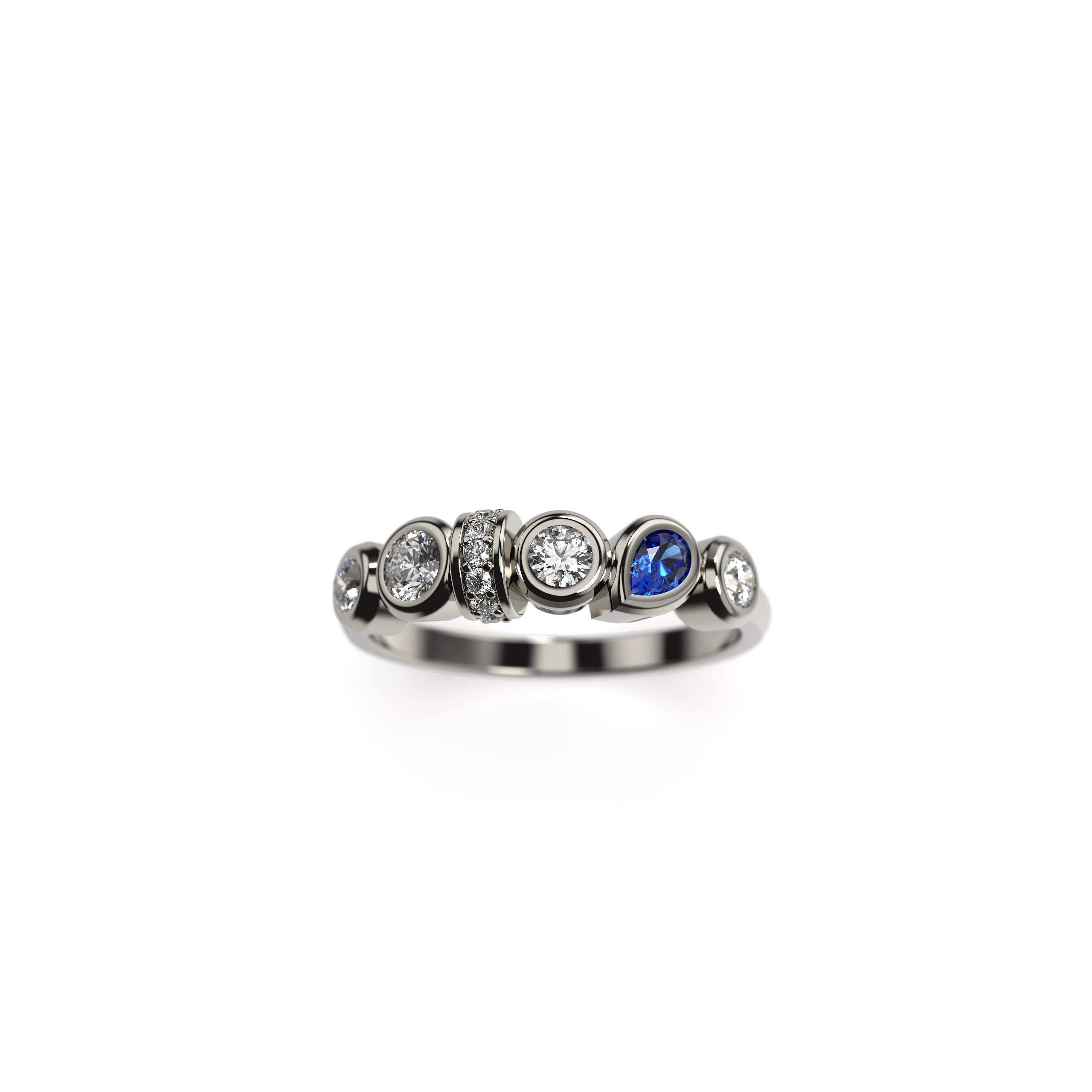 Bezel Set Mixed Cut Diamond Ring