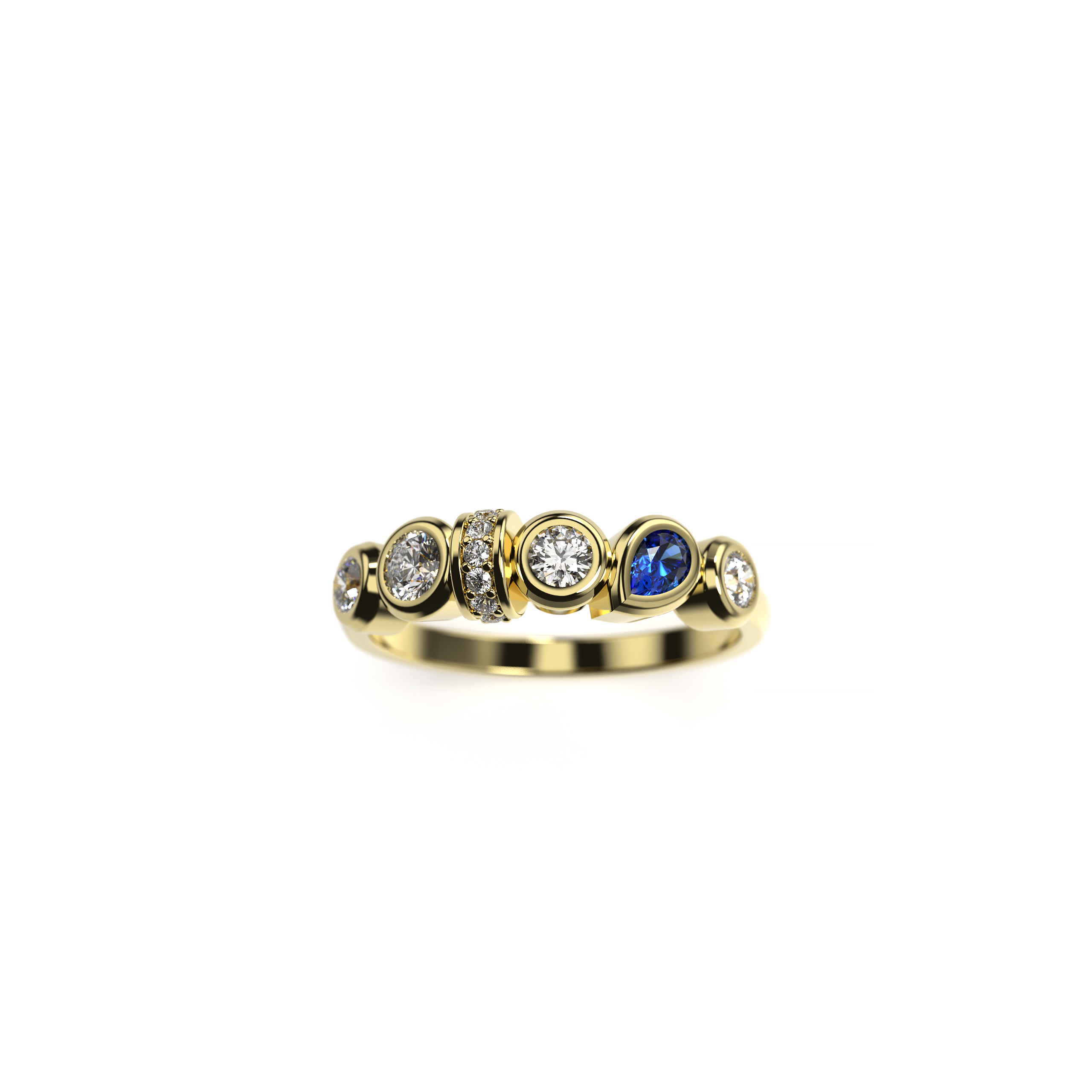 Bezel Set Mixed Cut Diamond Ring