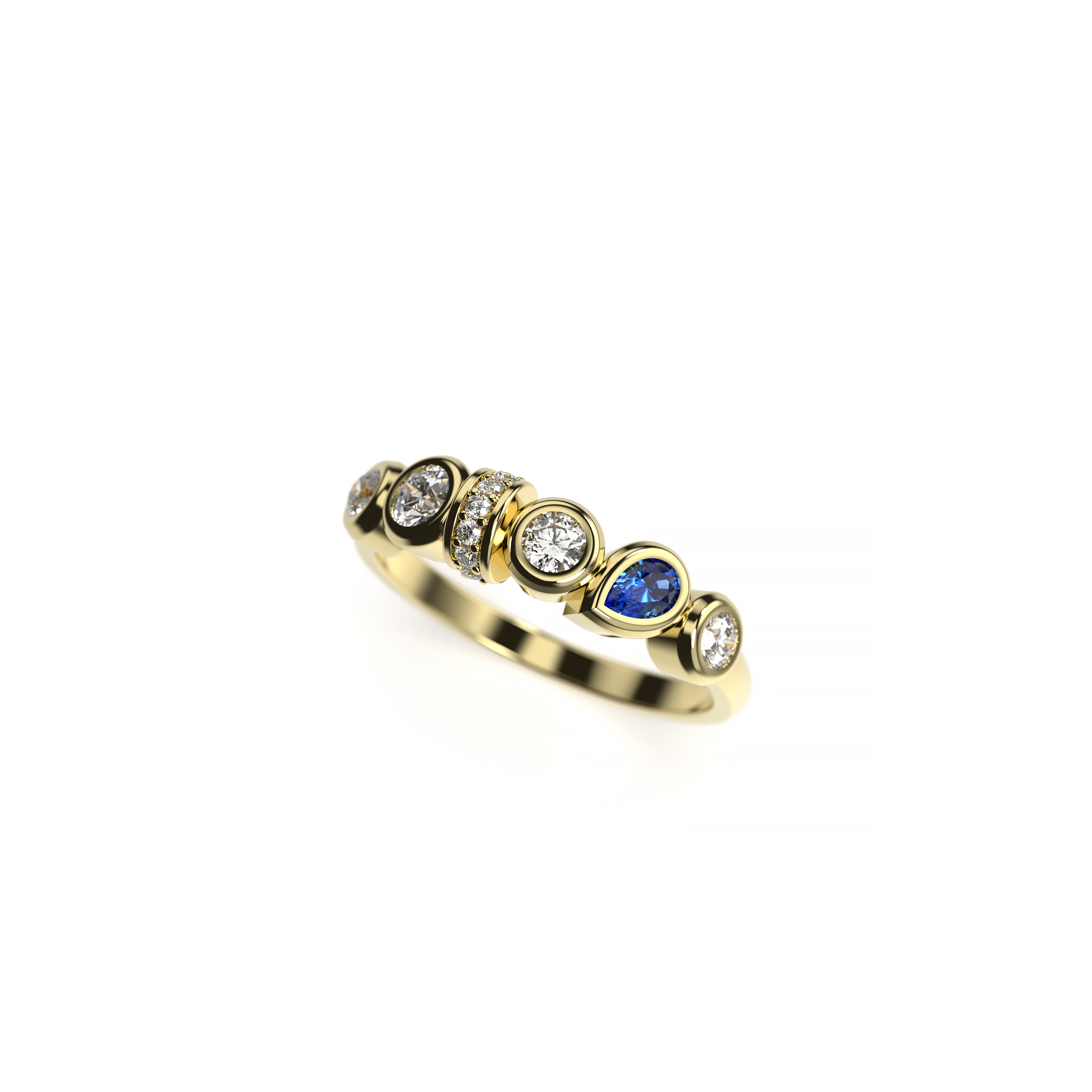 Bezel Set Mixed Cut Diamond Ring