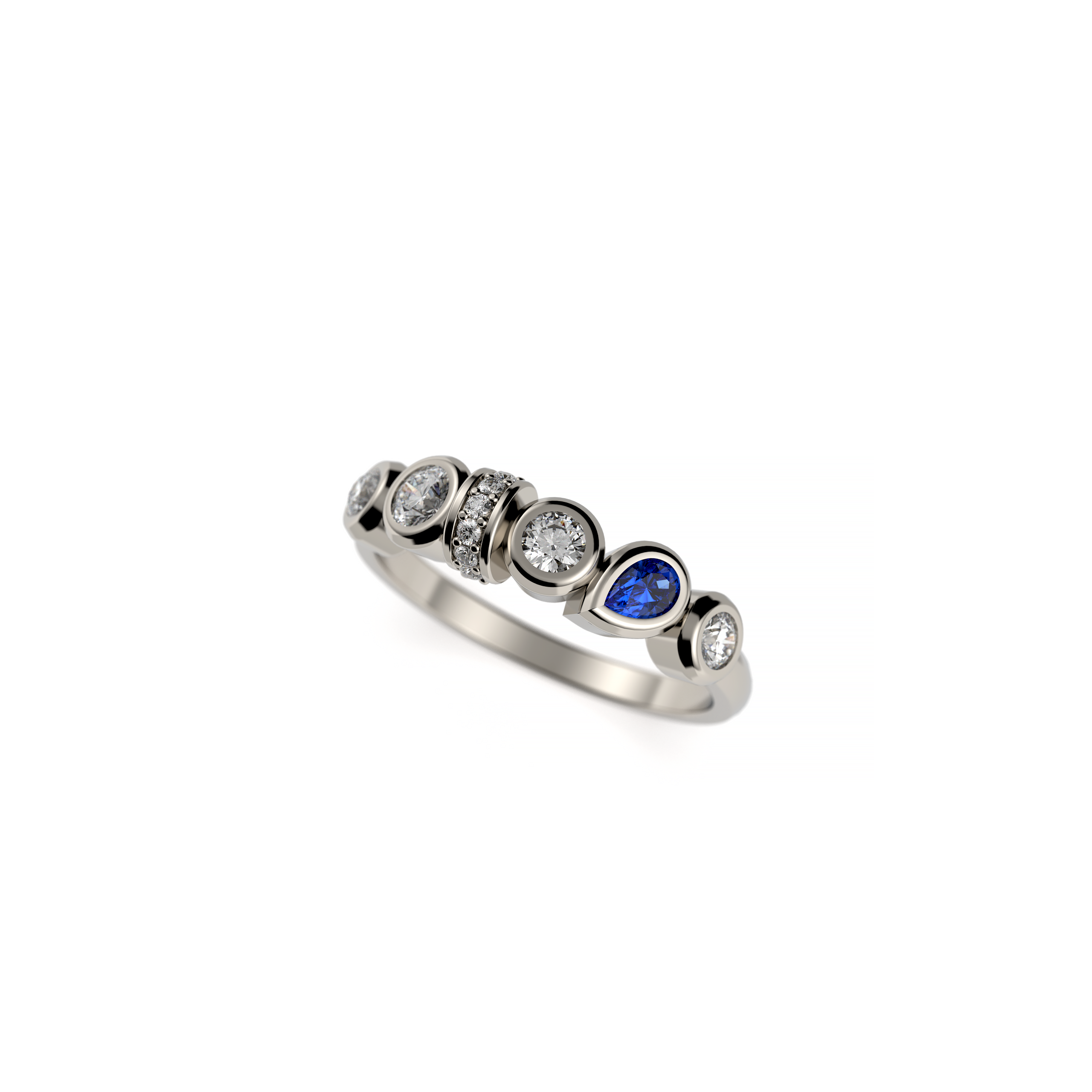 Bezel Set Mixed Cut Diamond Ring