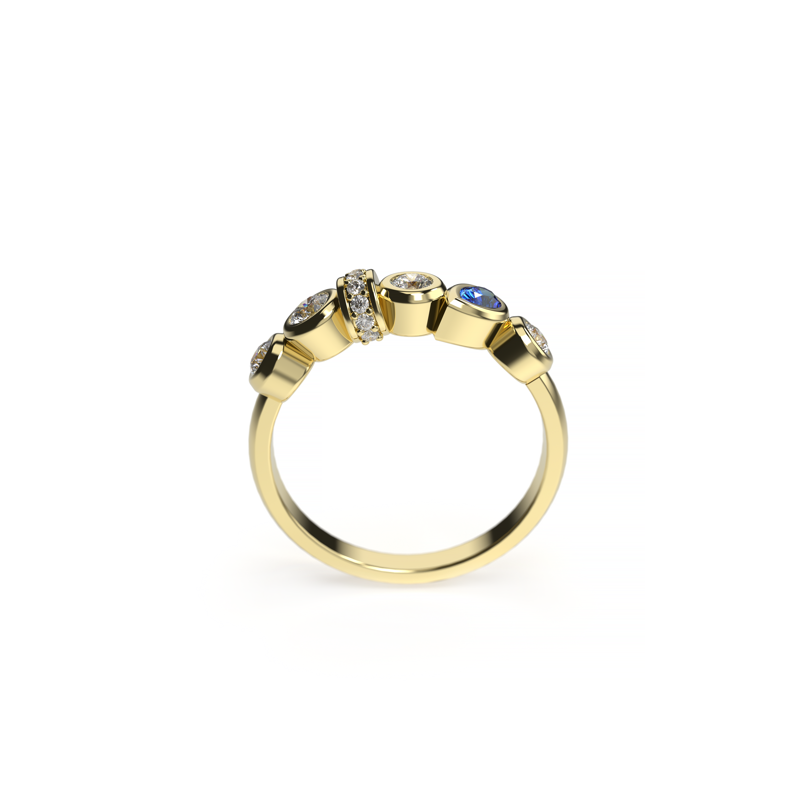 Bezel Set Mixed Cut Diamond Ring