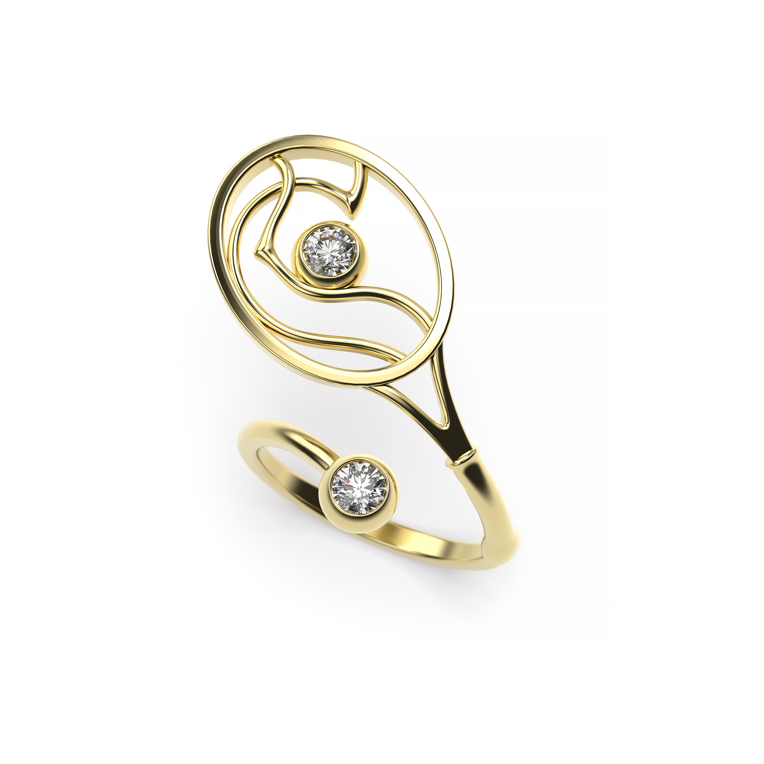 Tennis Racket Diamond Ring