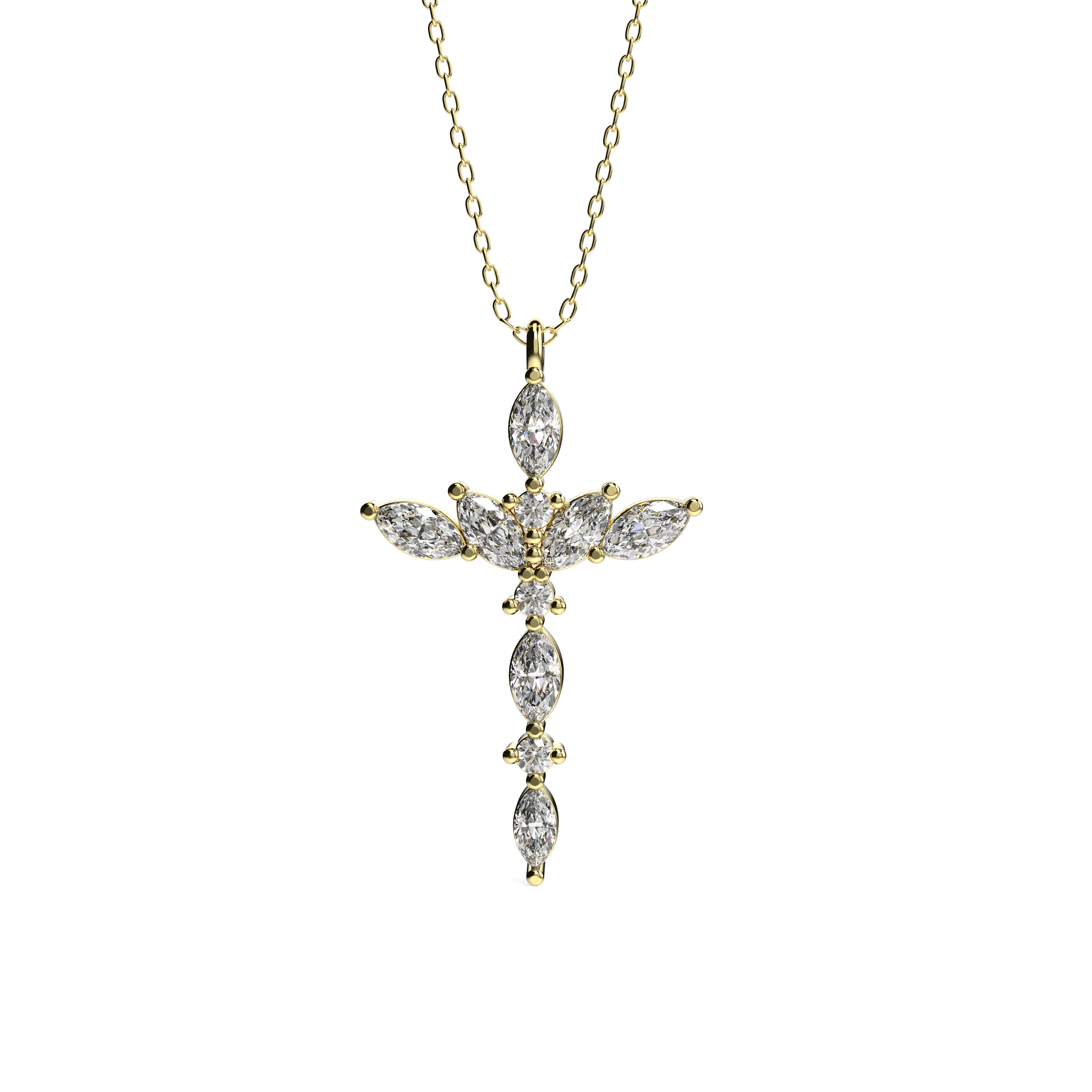 Marquise Diamond Cross Pendant