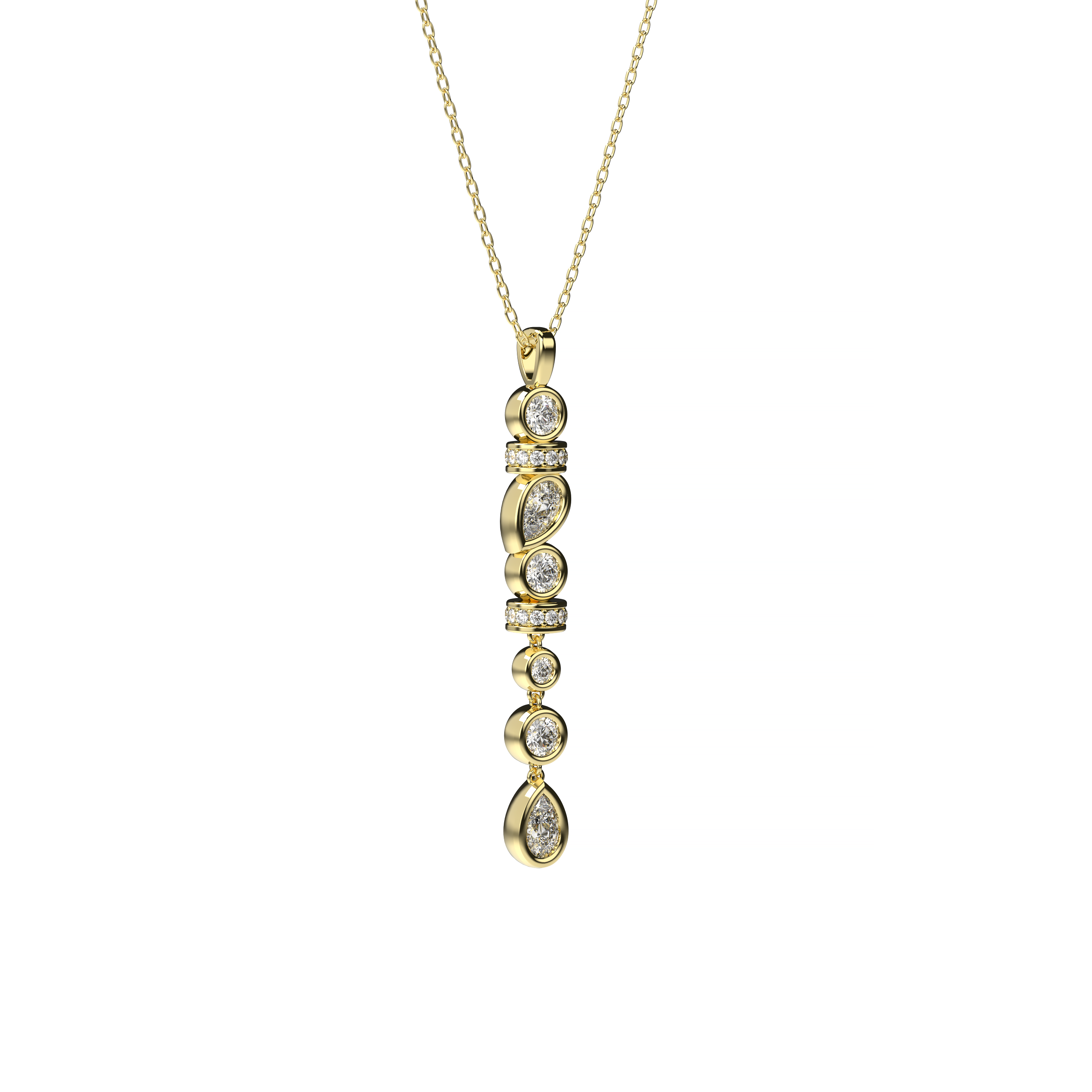 Mixed-Cut Diamond Vertical Pendant