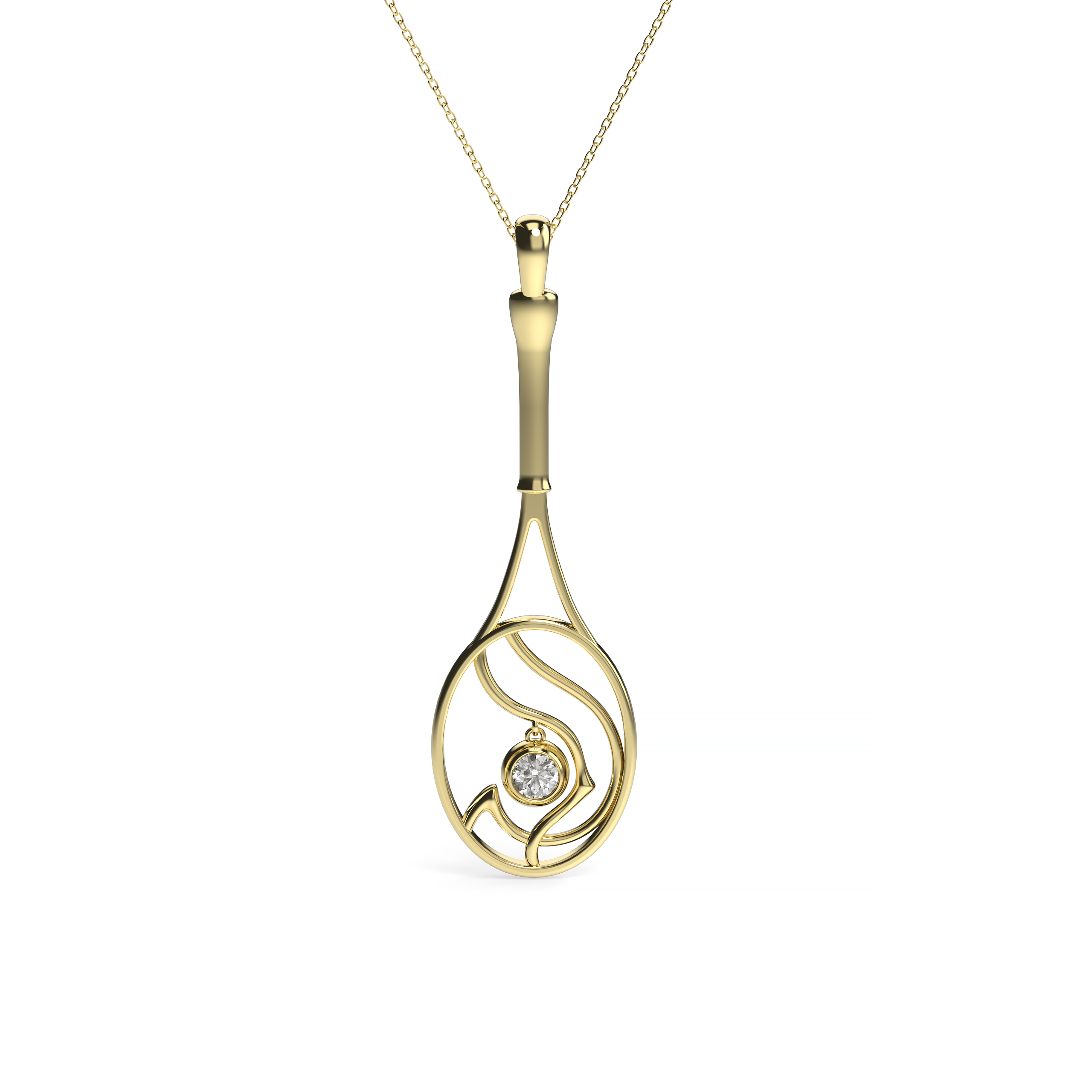 Tennis Racket Diamond Pendant