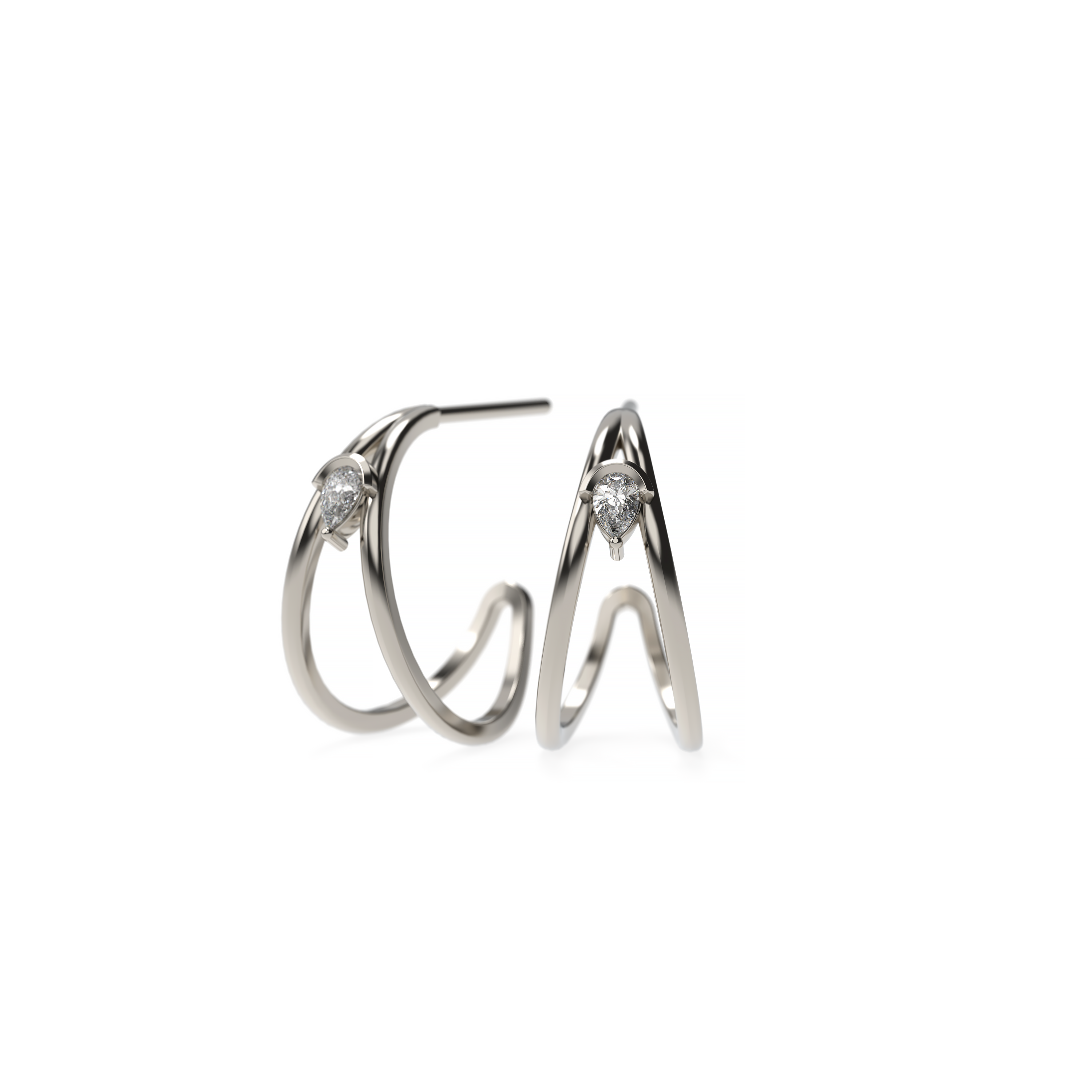Open Earrings with Twin Pear-Cut Diamonds