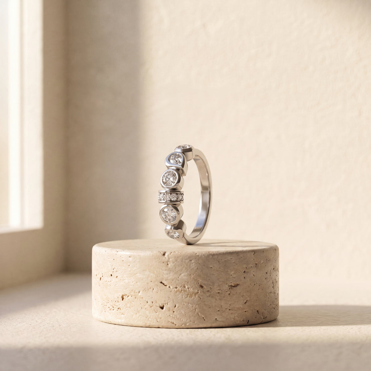 Bezel Set Mixed Cut Diamond Ring