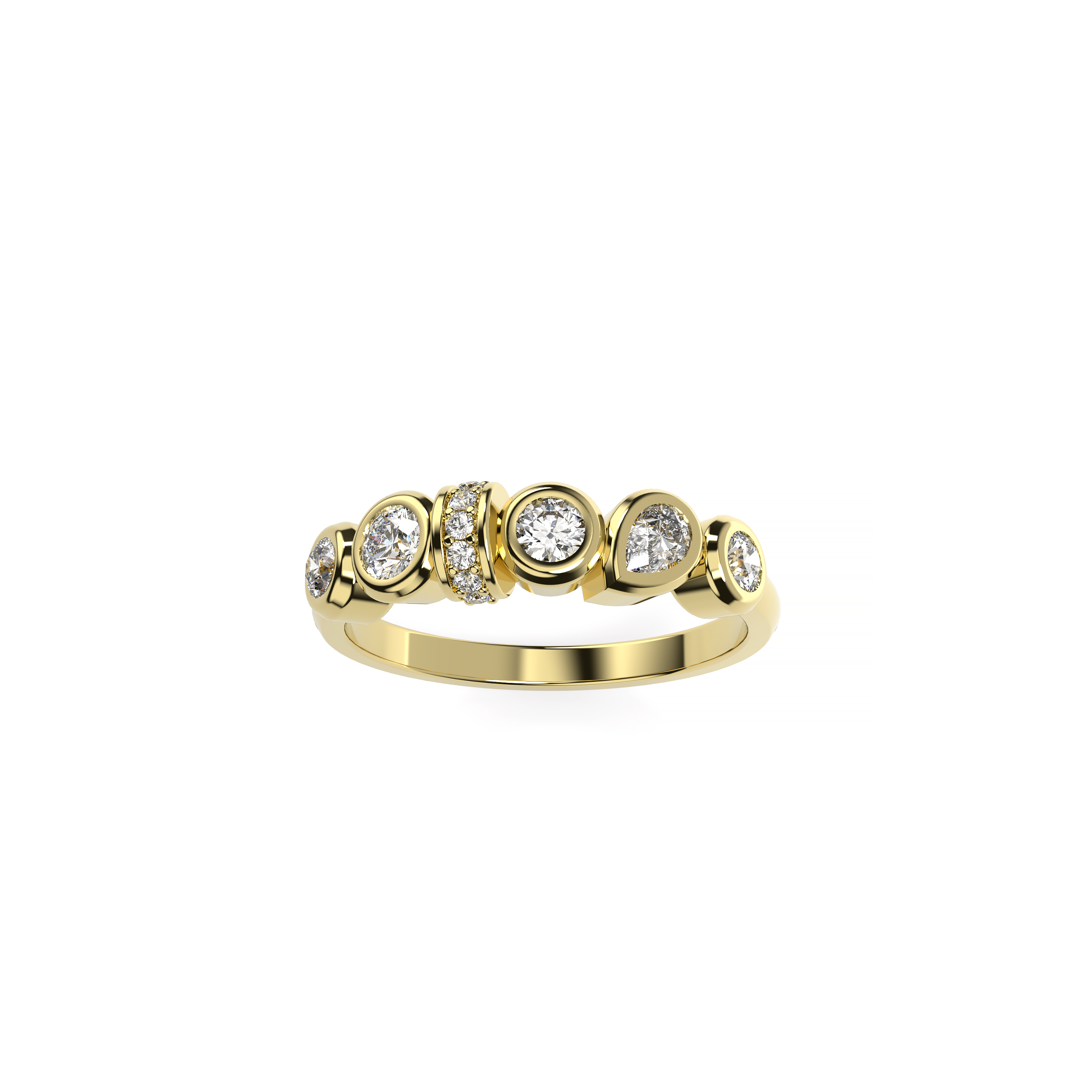 Bezel Set Mixed Cut Diamond Ring