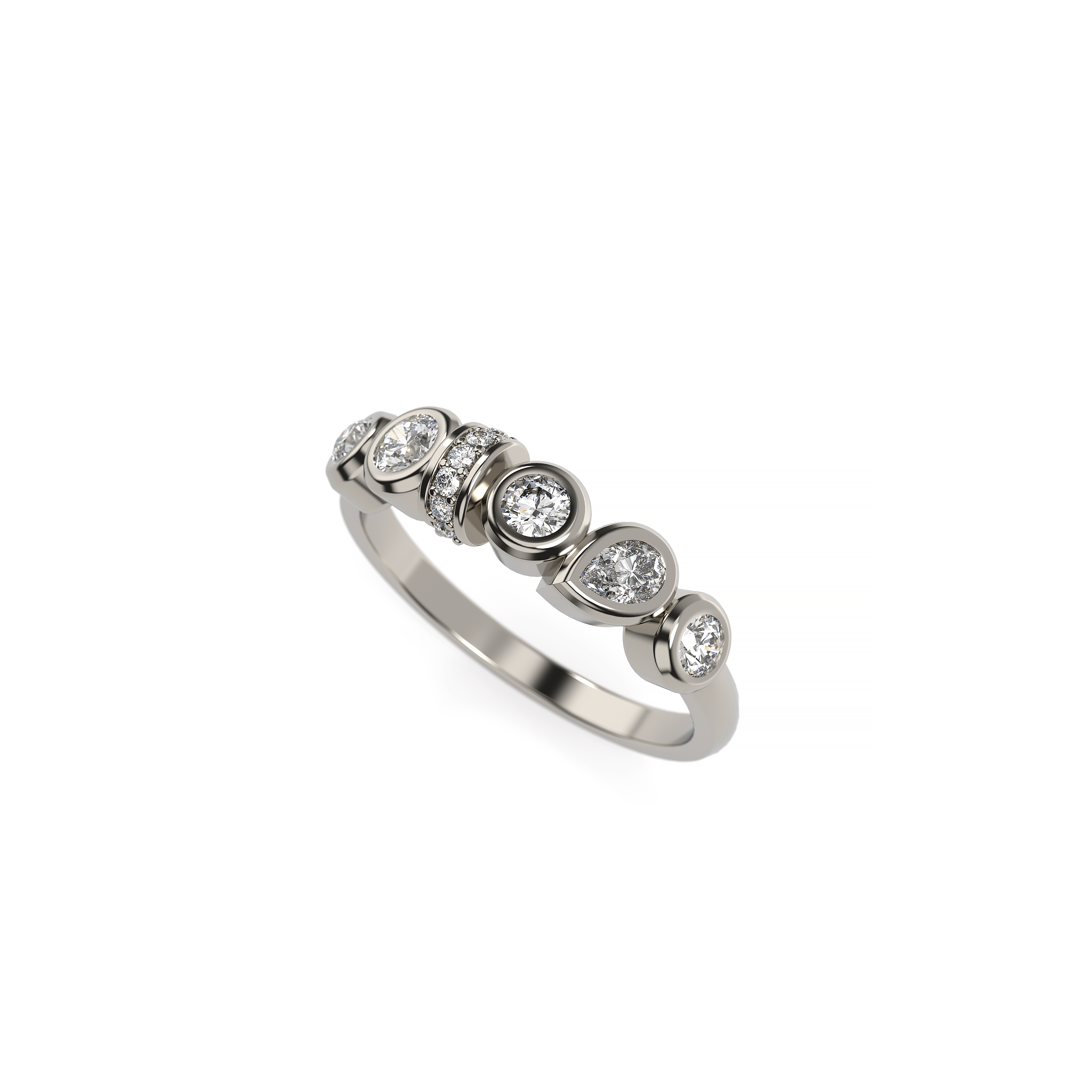 Bezel Set Mixed Cut Diamond Ring