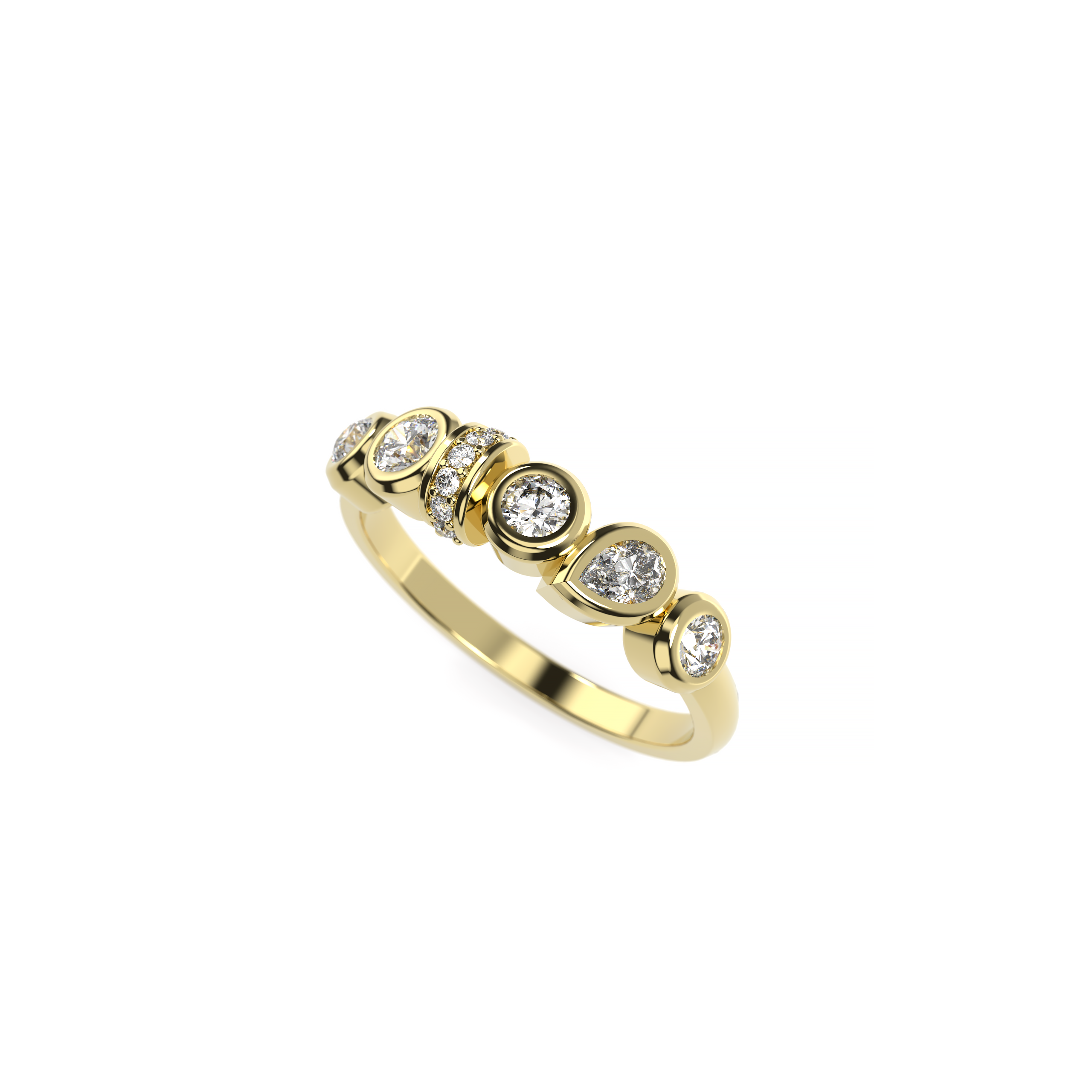 Bezel Set Mixed Cut Diamond Ring