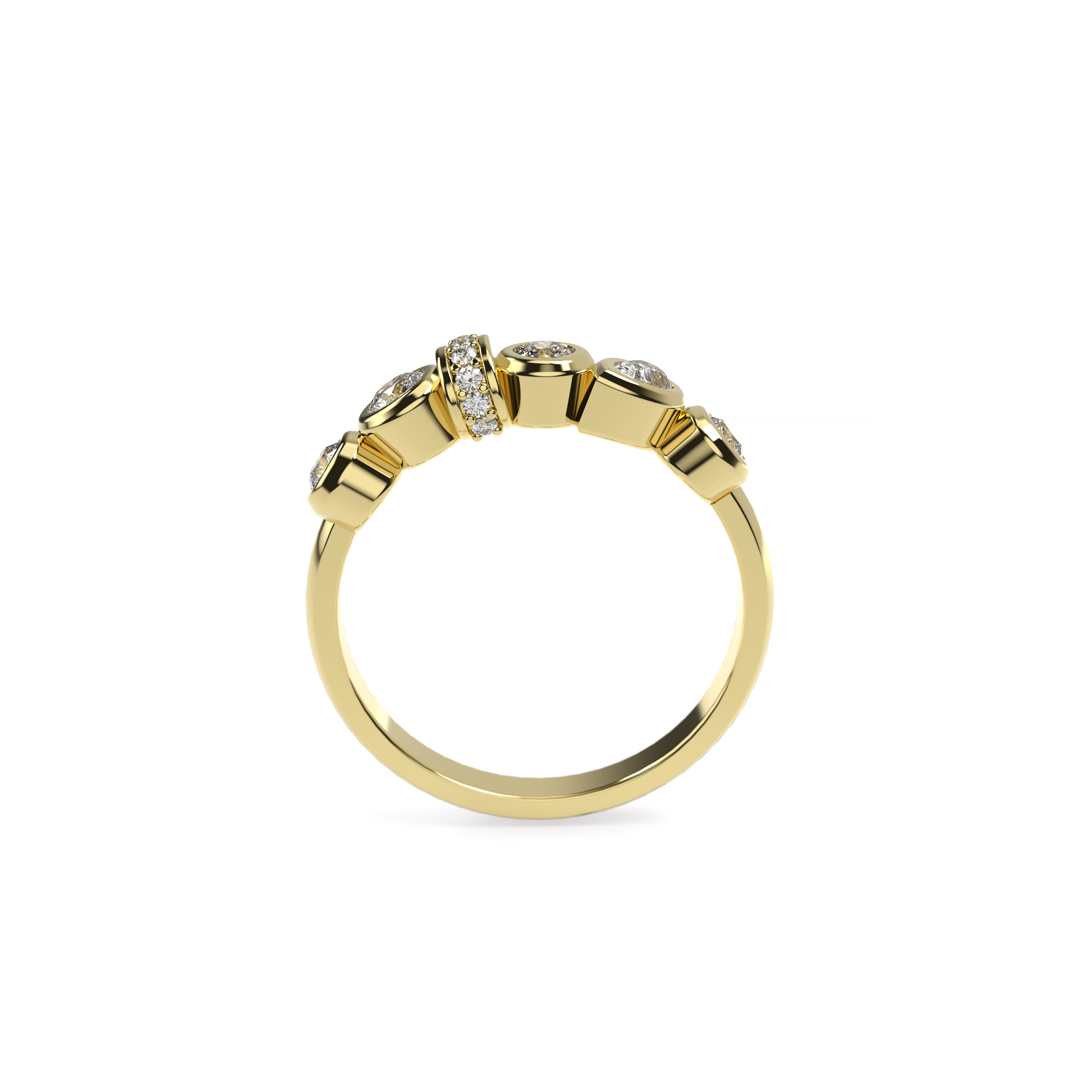 Bezel Set Mixed Cut Diamond Ring