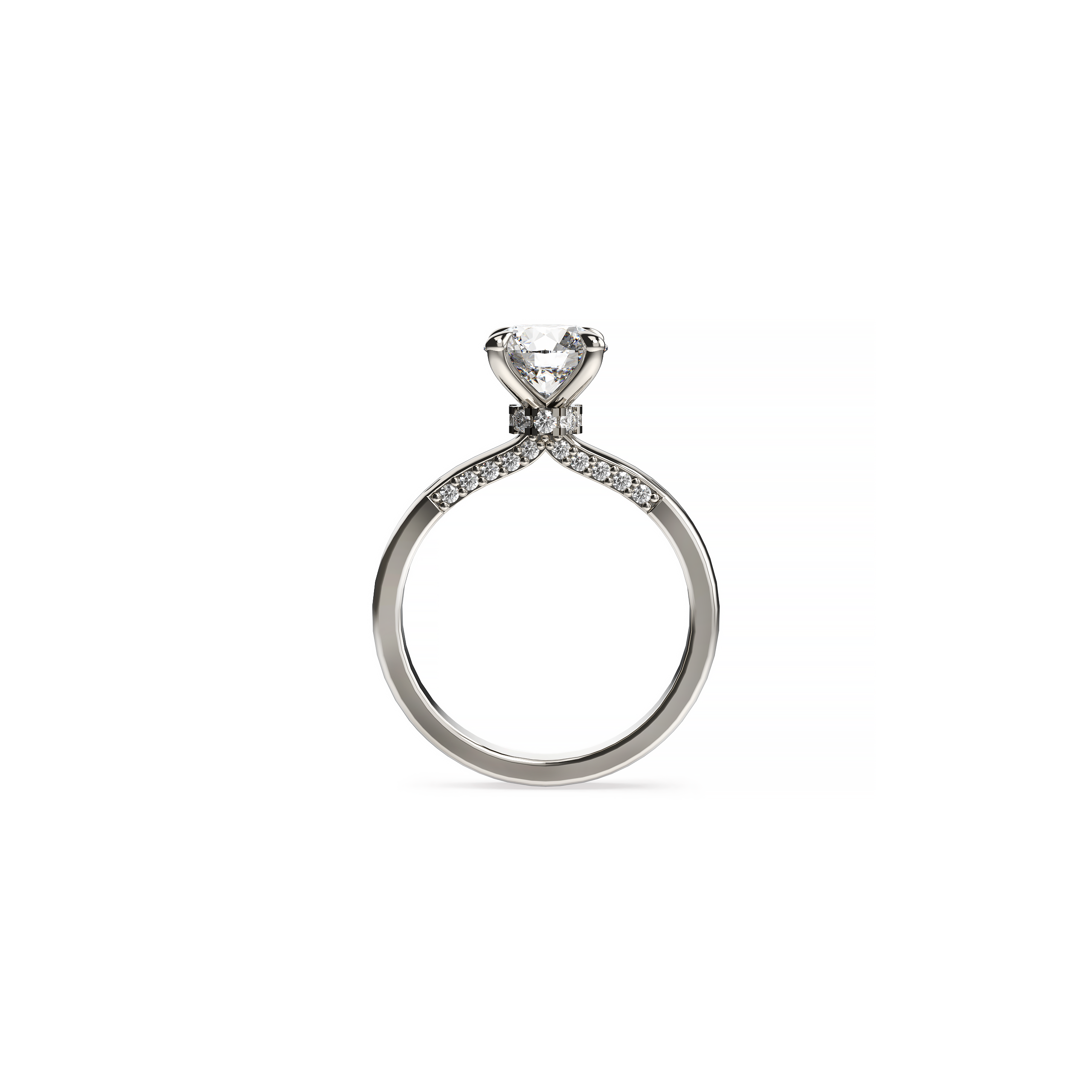 Round Diamond Engagement Ring with Hidden Diamond Halo