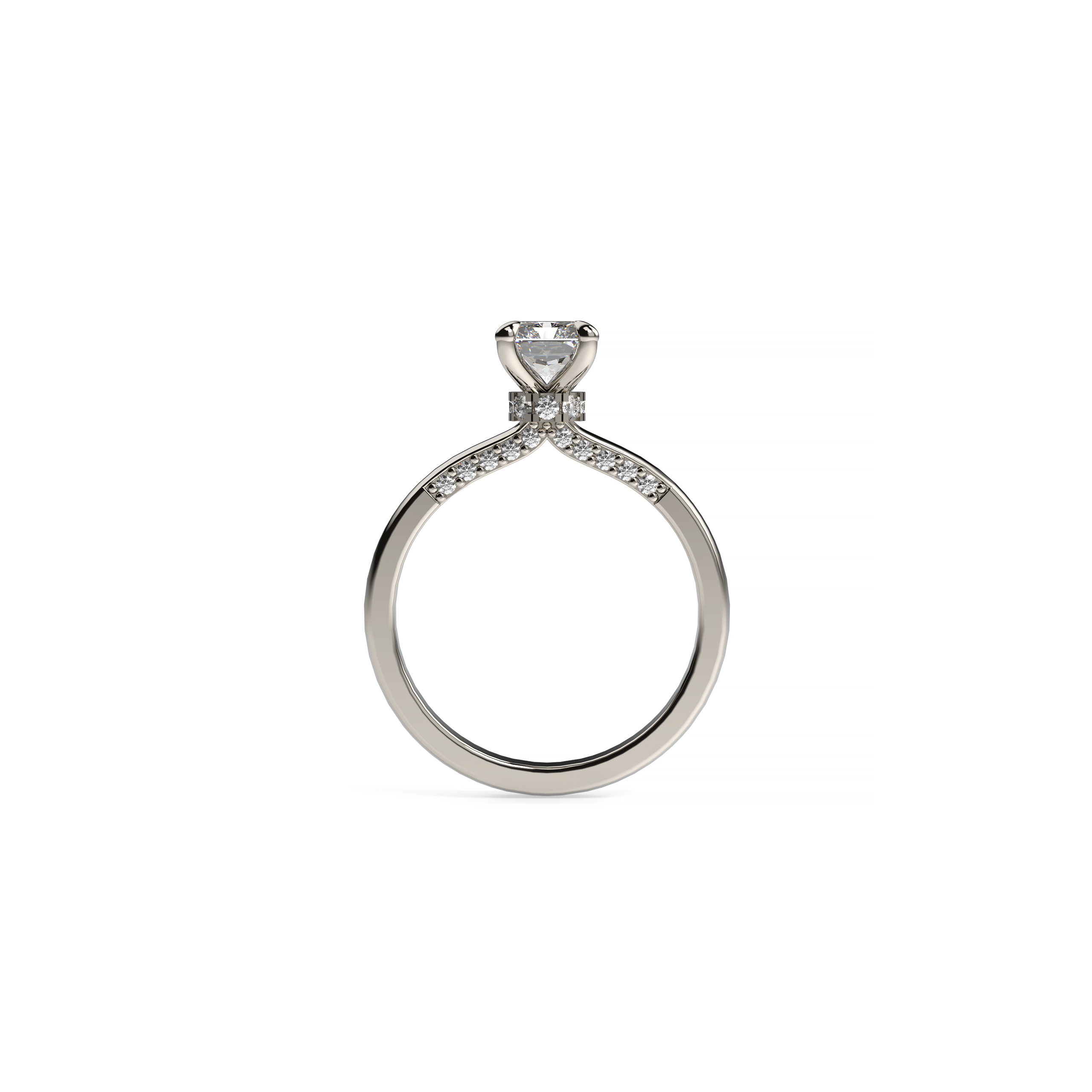 Radiant Diamond Engagement Ring with Hidden Diamond Halo