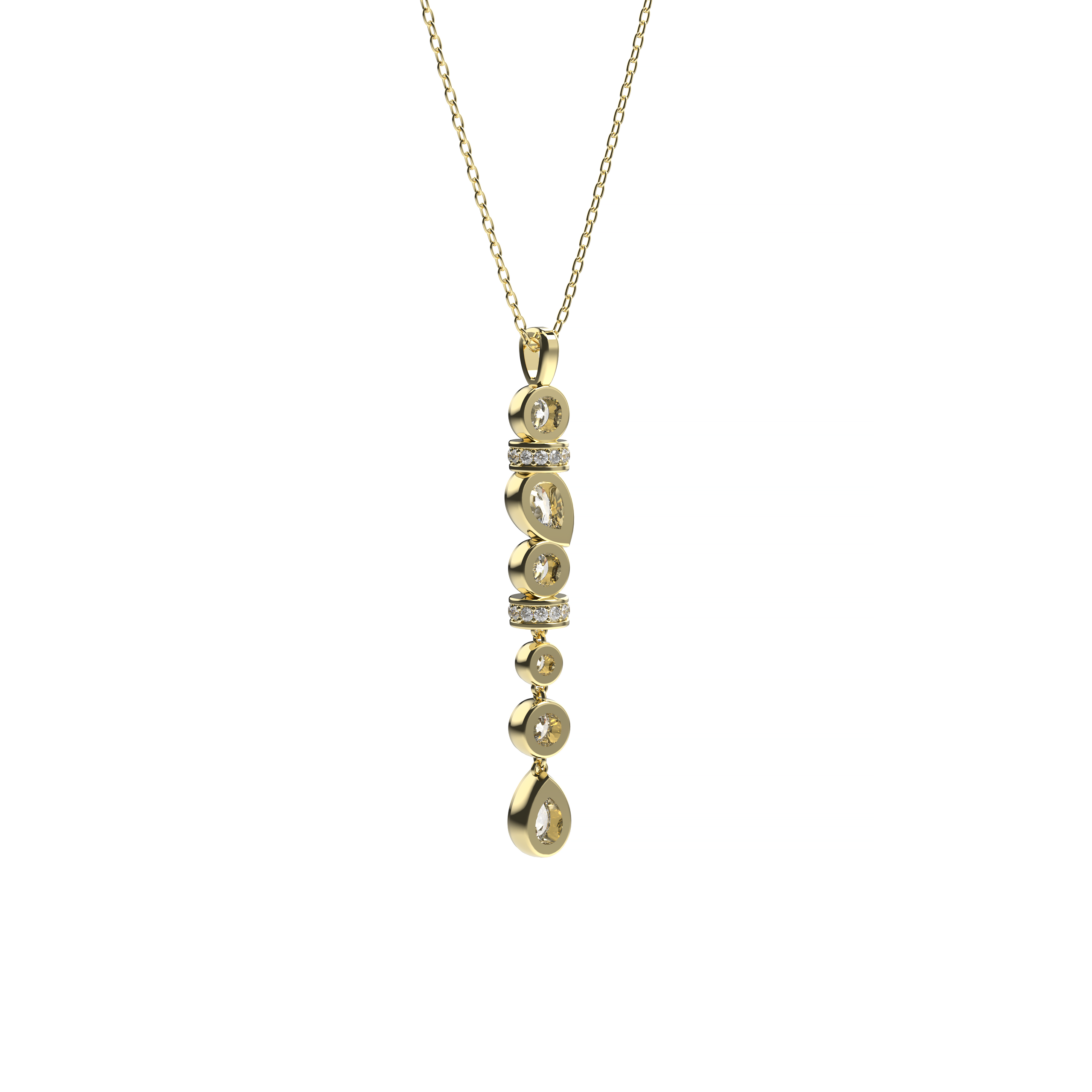 Mixed-Cut Diamond Vertical Pendant