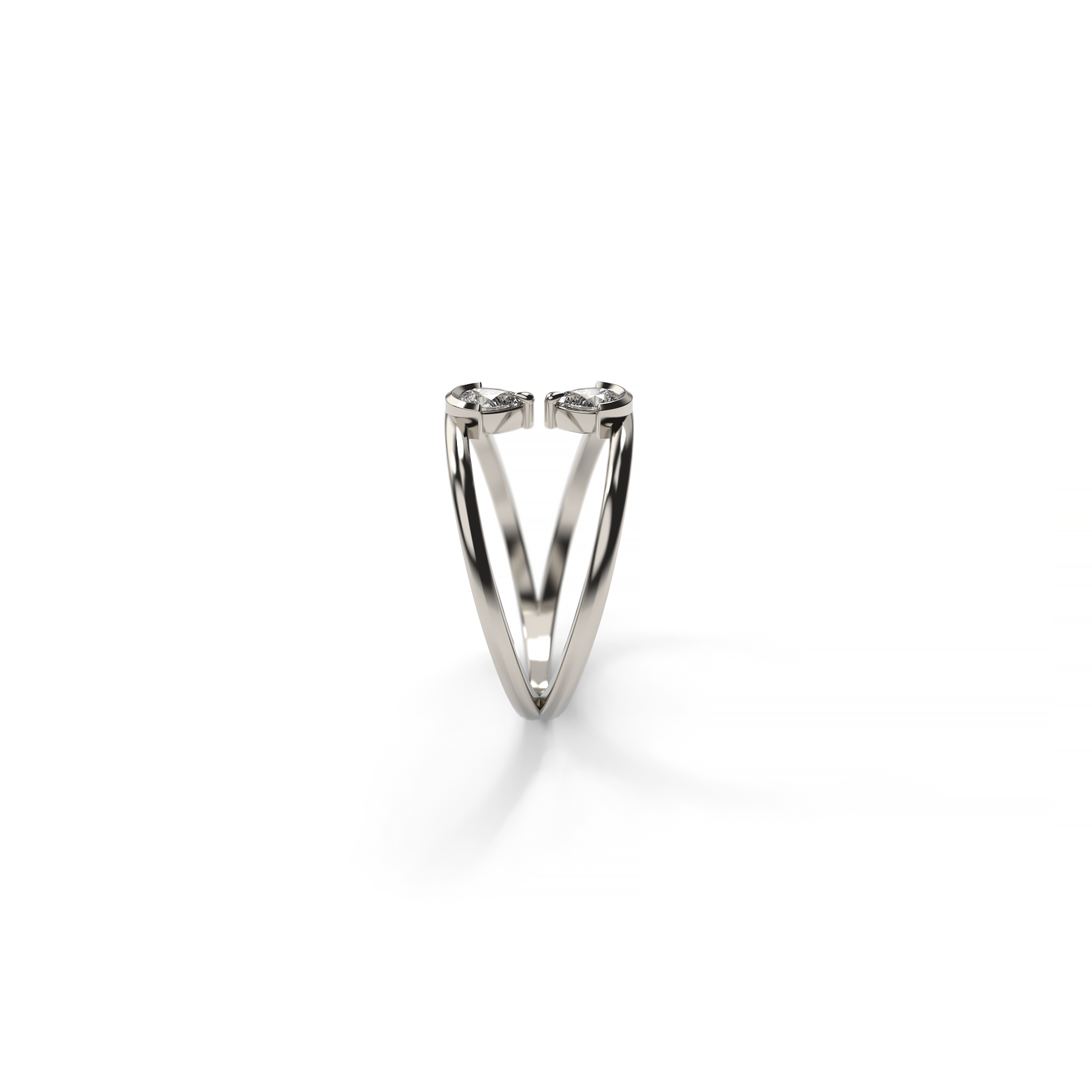 Open Band Ring with Twin Pear Diamonds