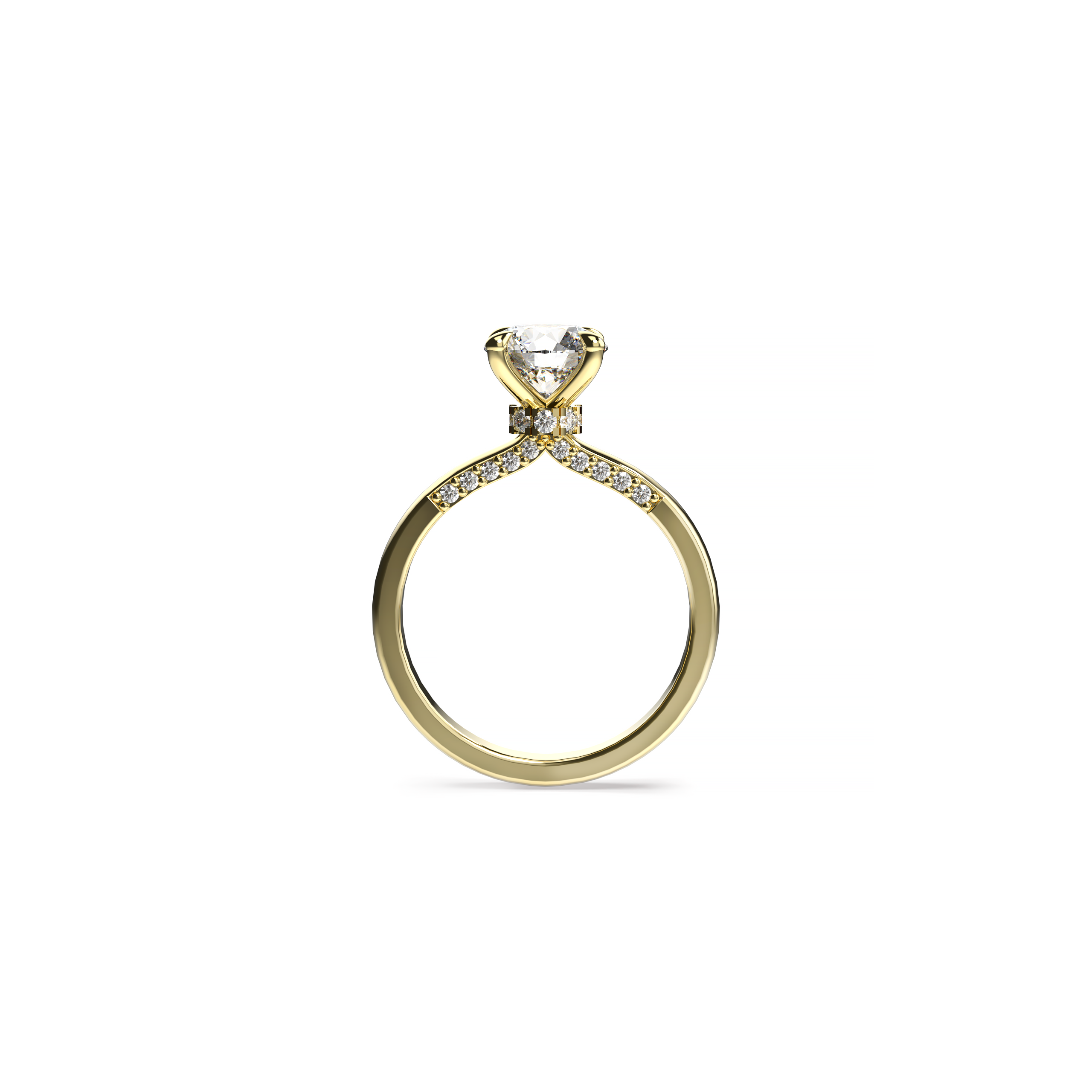 Round Diamond Engagement Ring with Hidden Diamond Halo