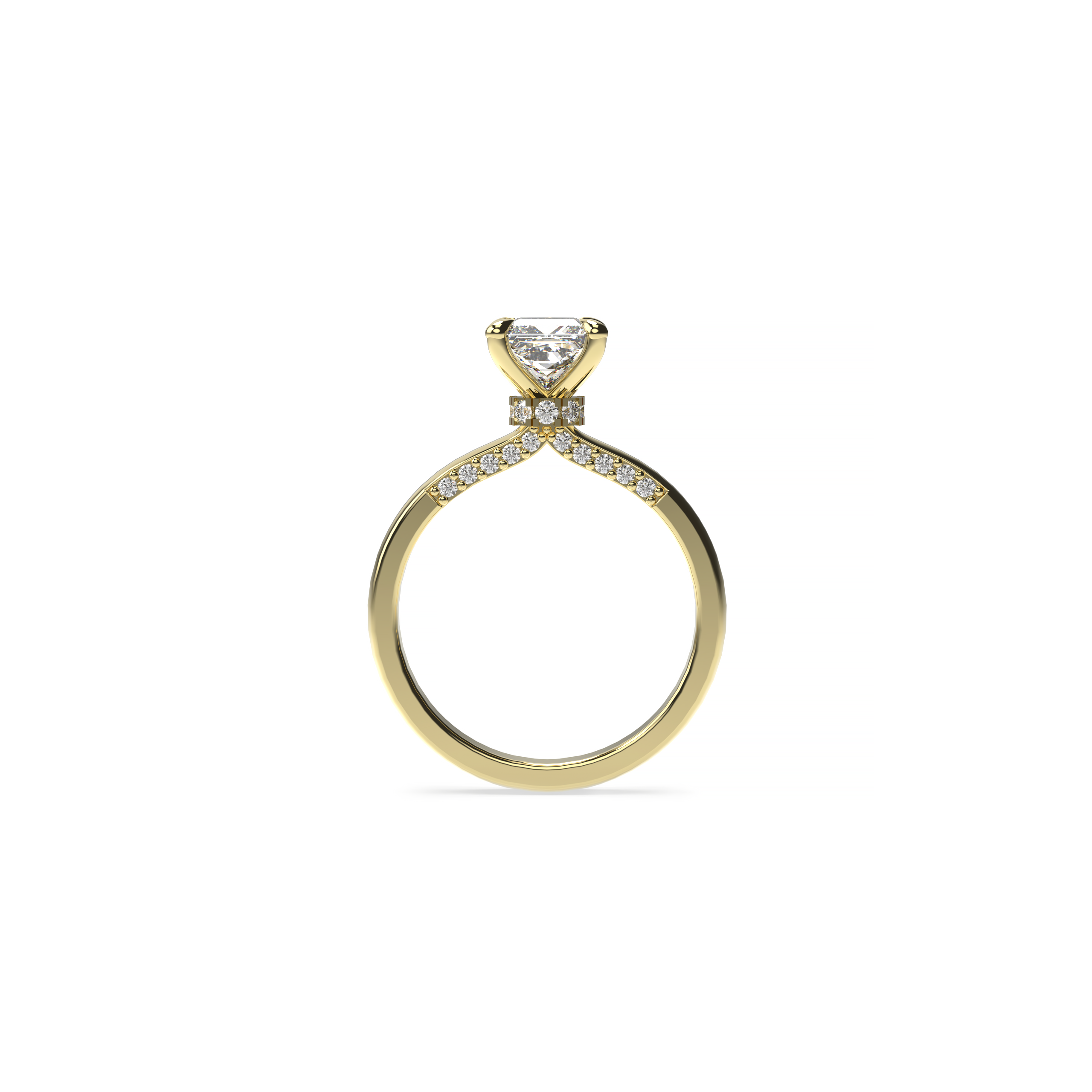 Princess Diamond Engagement Ring with Hidden Diamond Halo