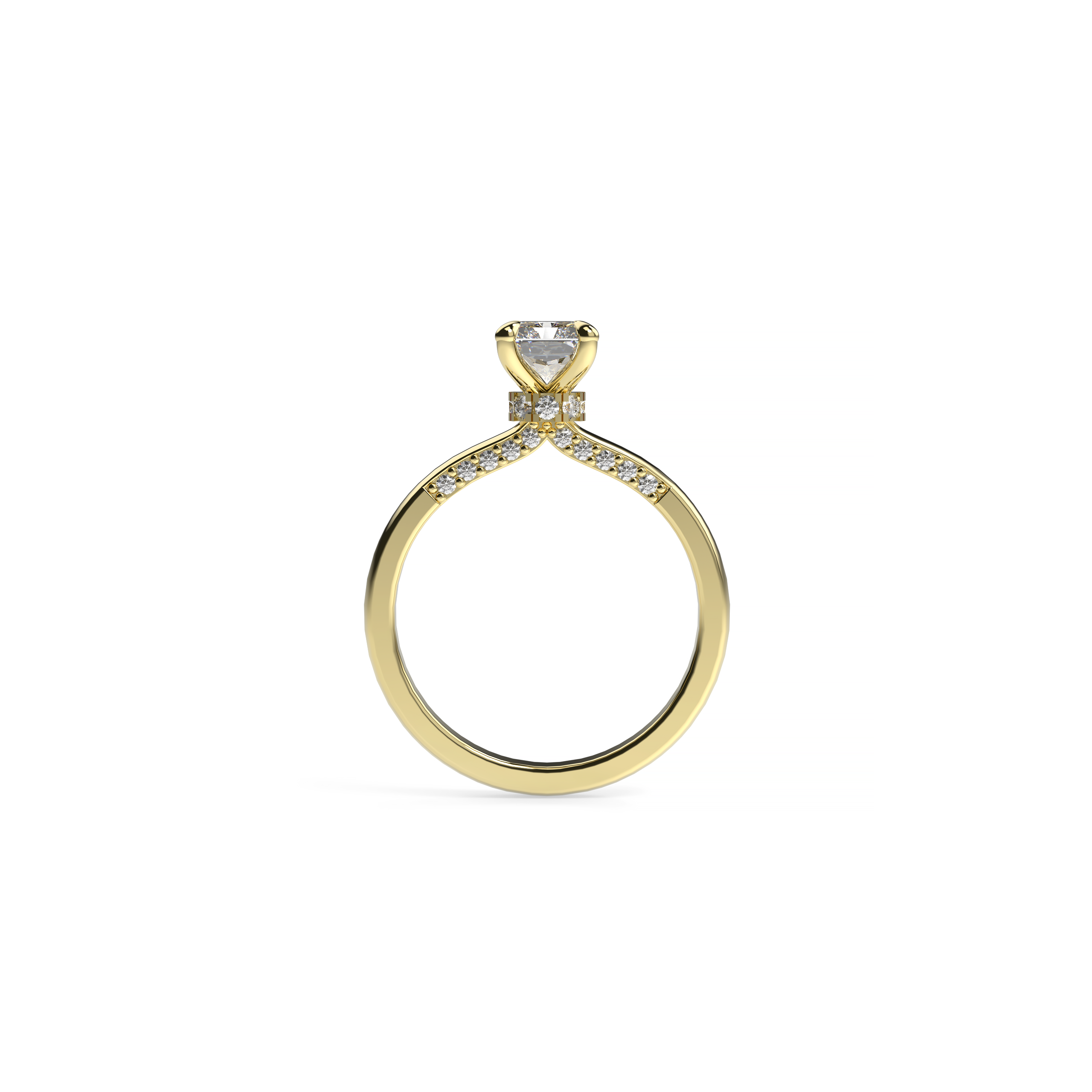 Radiant Diamond Engagement Ring with Hidden Diamond Halo
