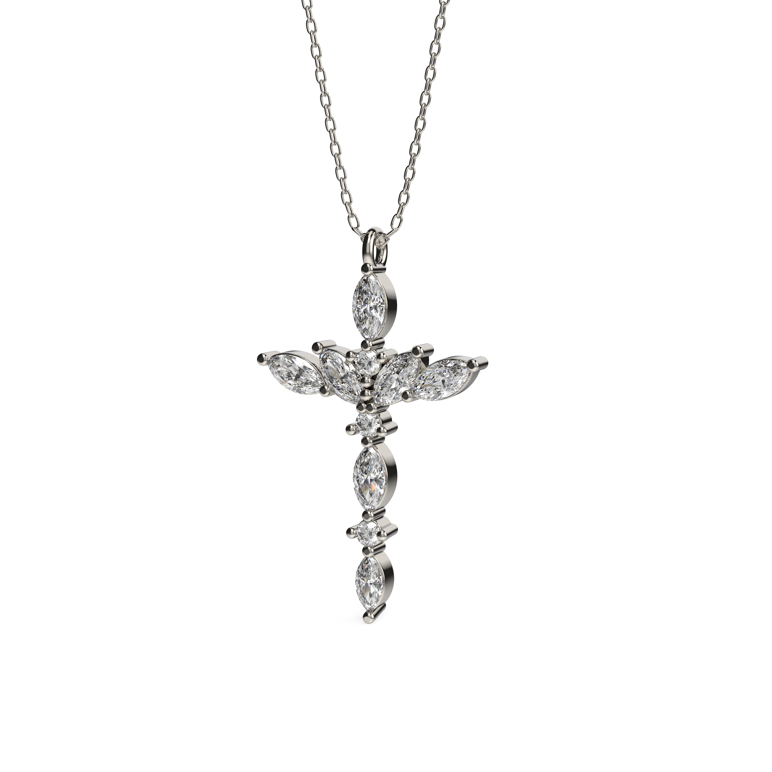 Marquise Diamond Cross Pendant