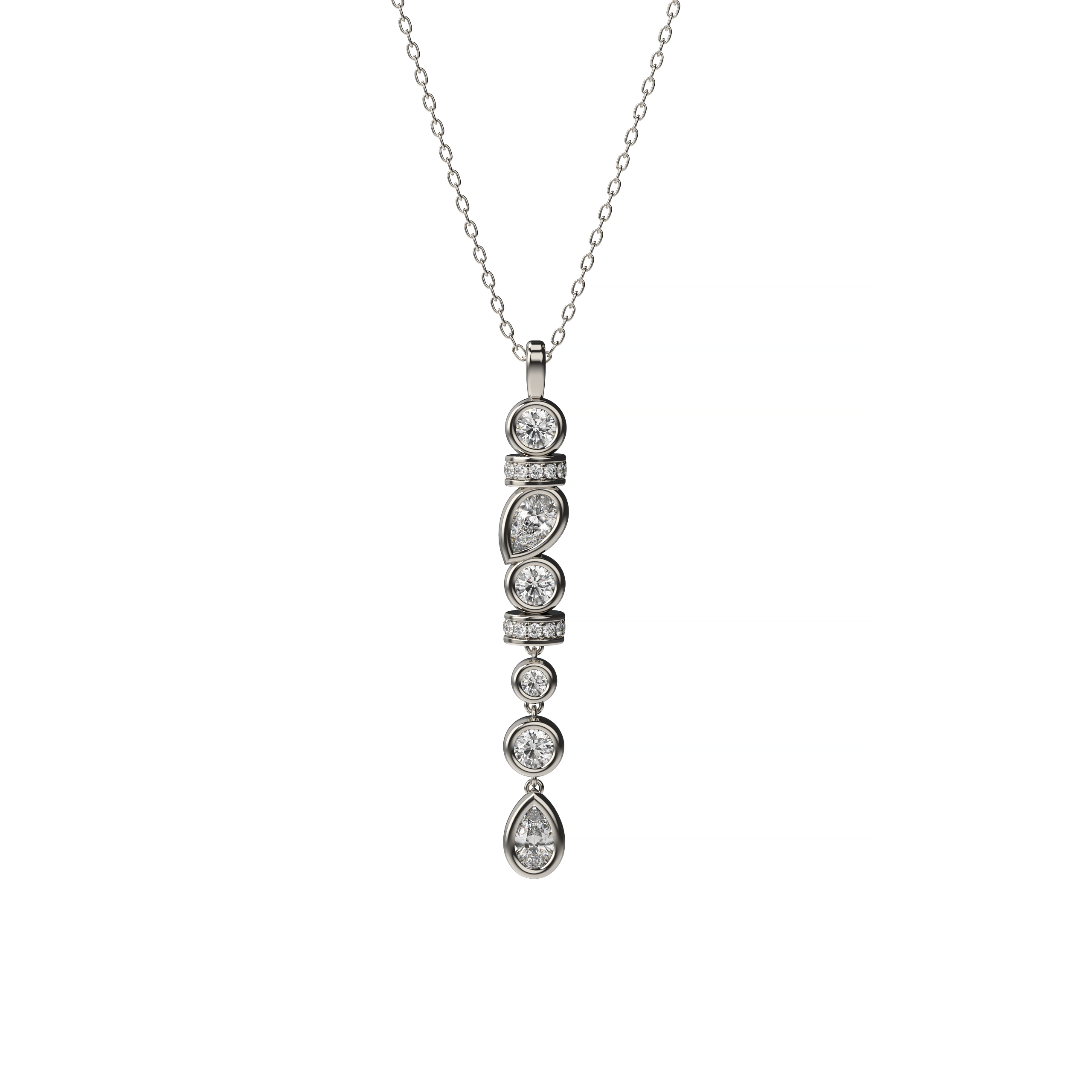 Mixed-Cut Diamond Vertical Pendant