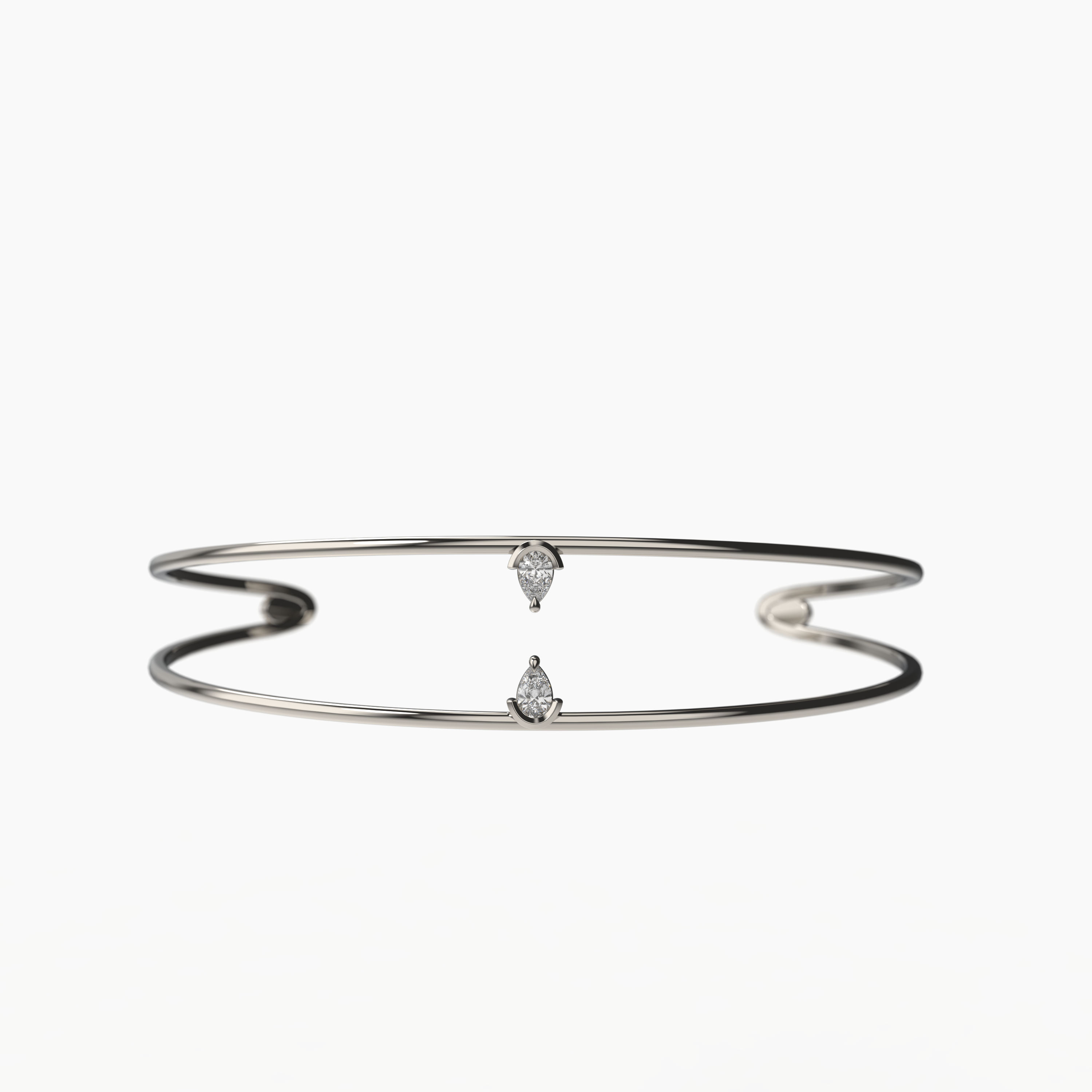 Open Bangle with Twin Pear-Cut Diamonds