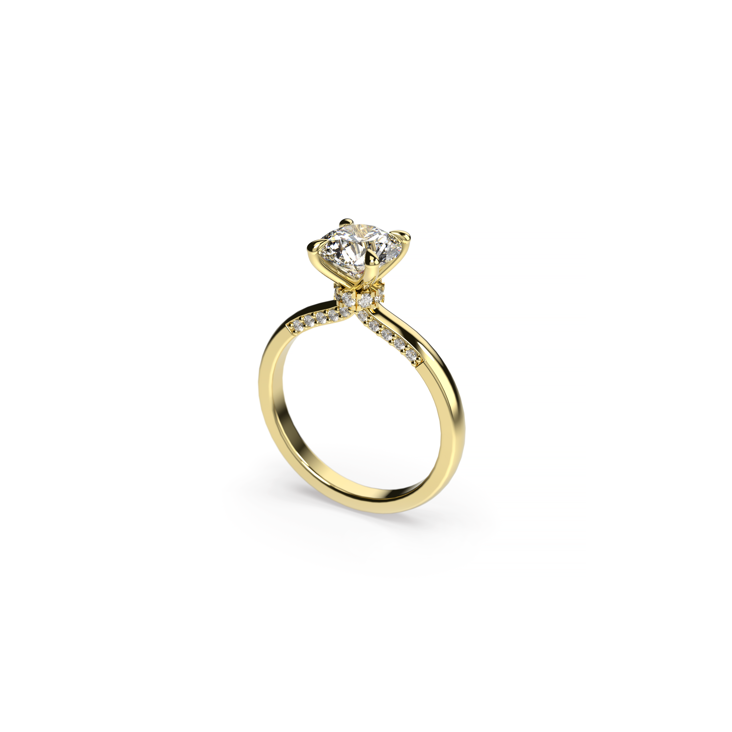 Round Diamond Engagement Ring with Hidden Diamond Halo