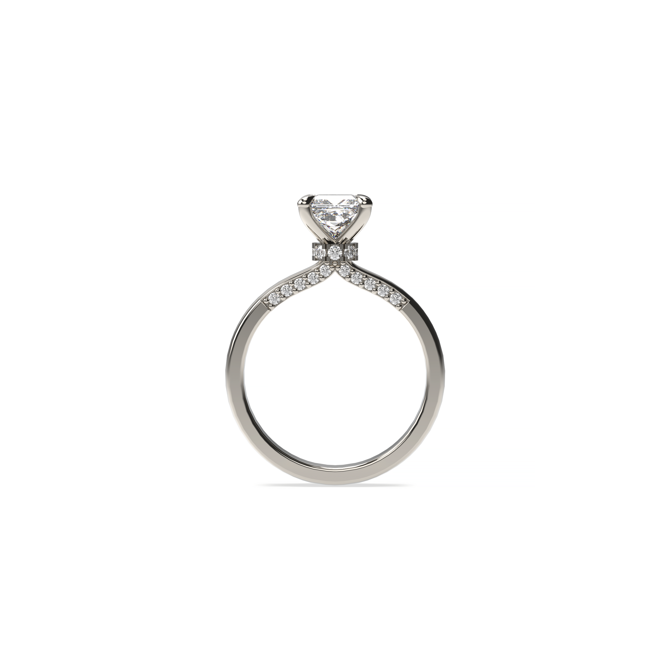 Princess Diamond Engagement Ring with Hidden Diamond Halo