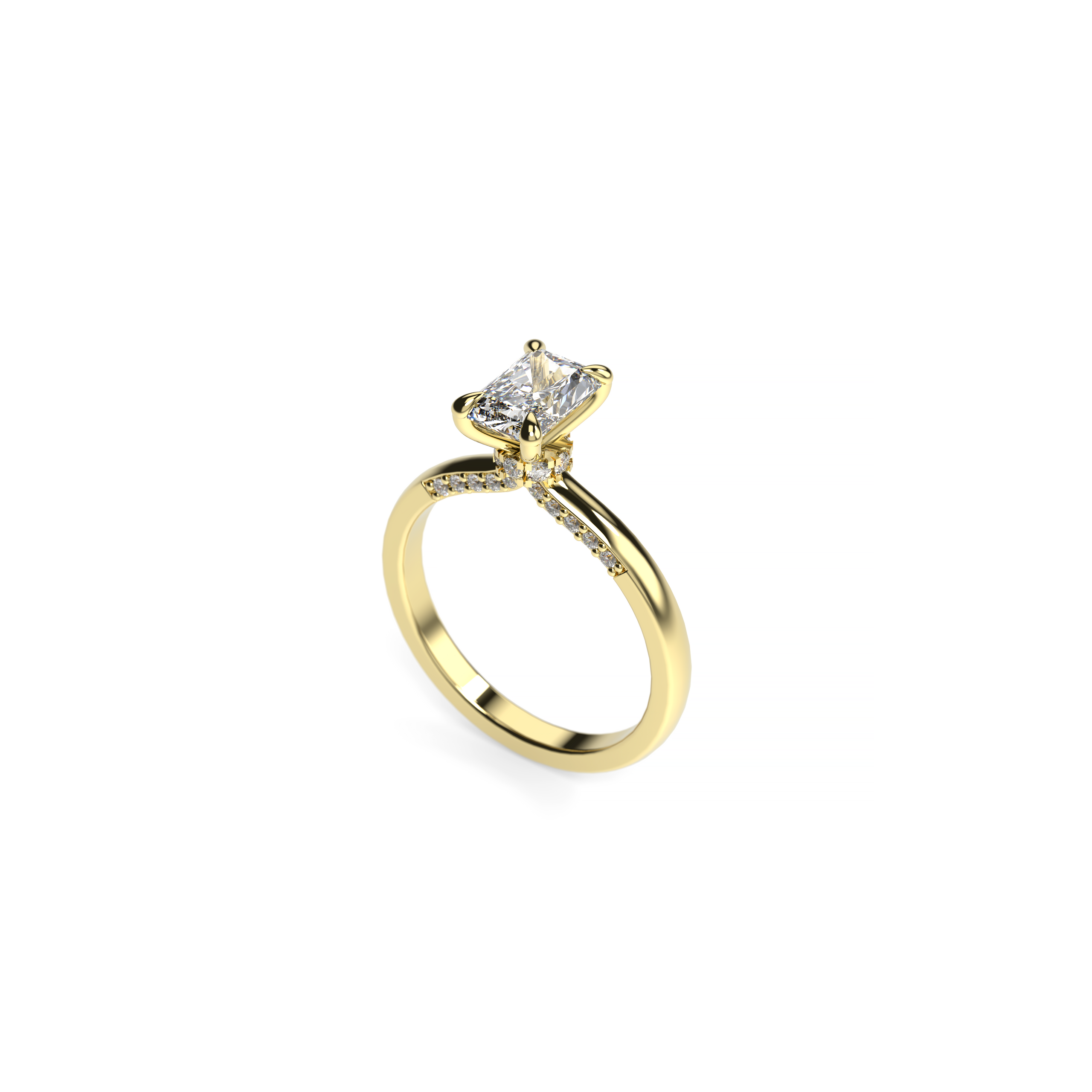 Radiant Diamond Engagement Ring with Hidden Diamond Halo