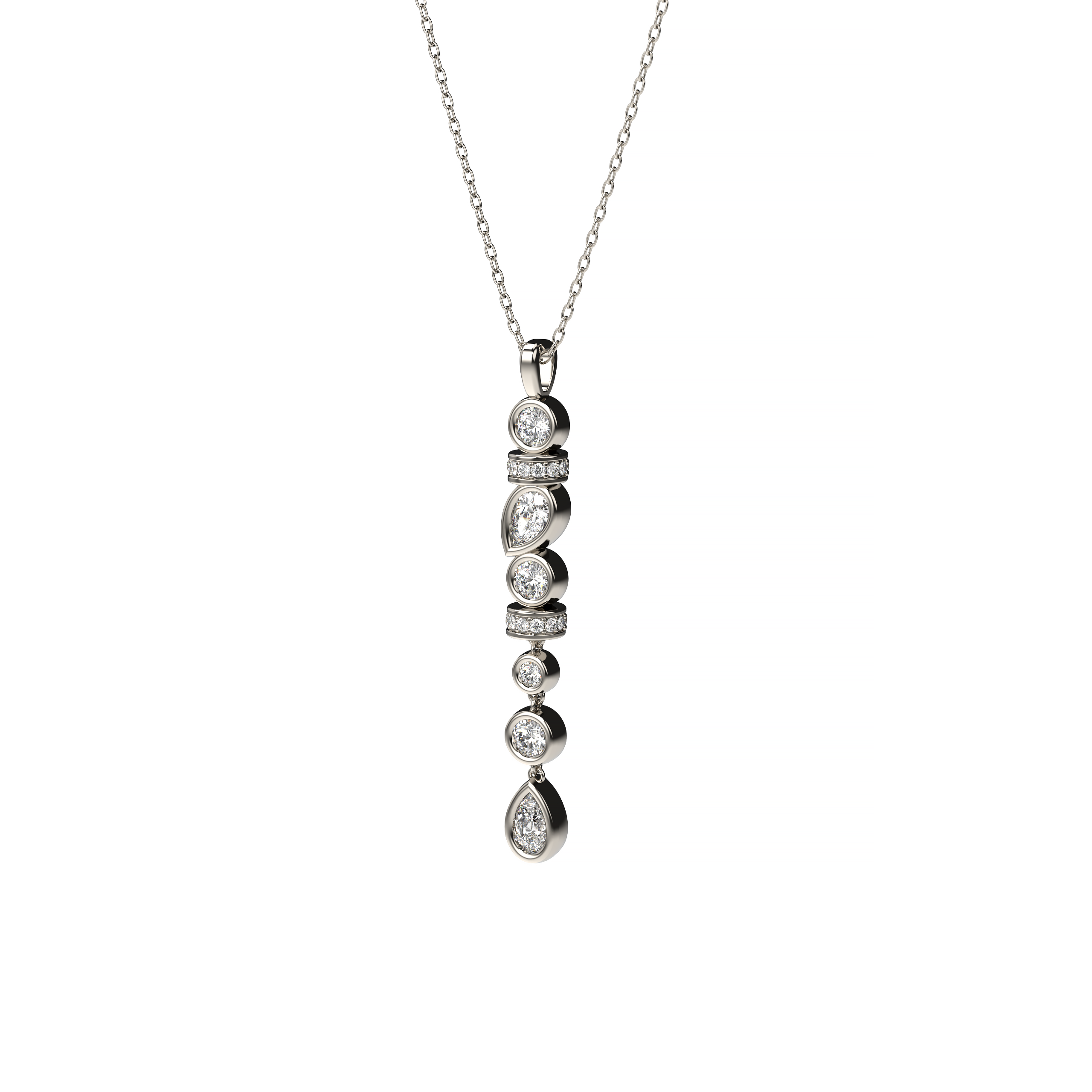 Mixed-Cut Diamond Vertical Pendant