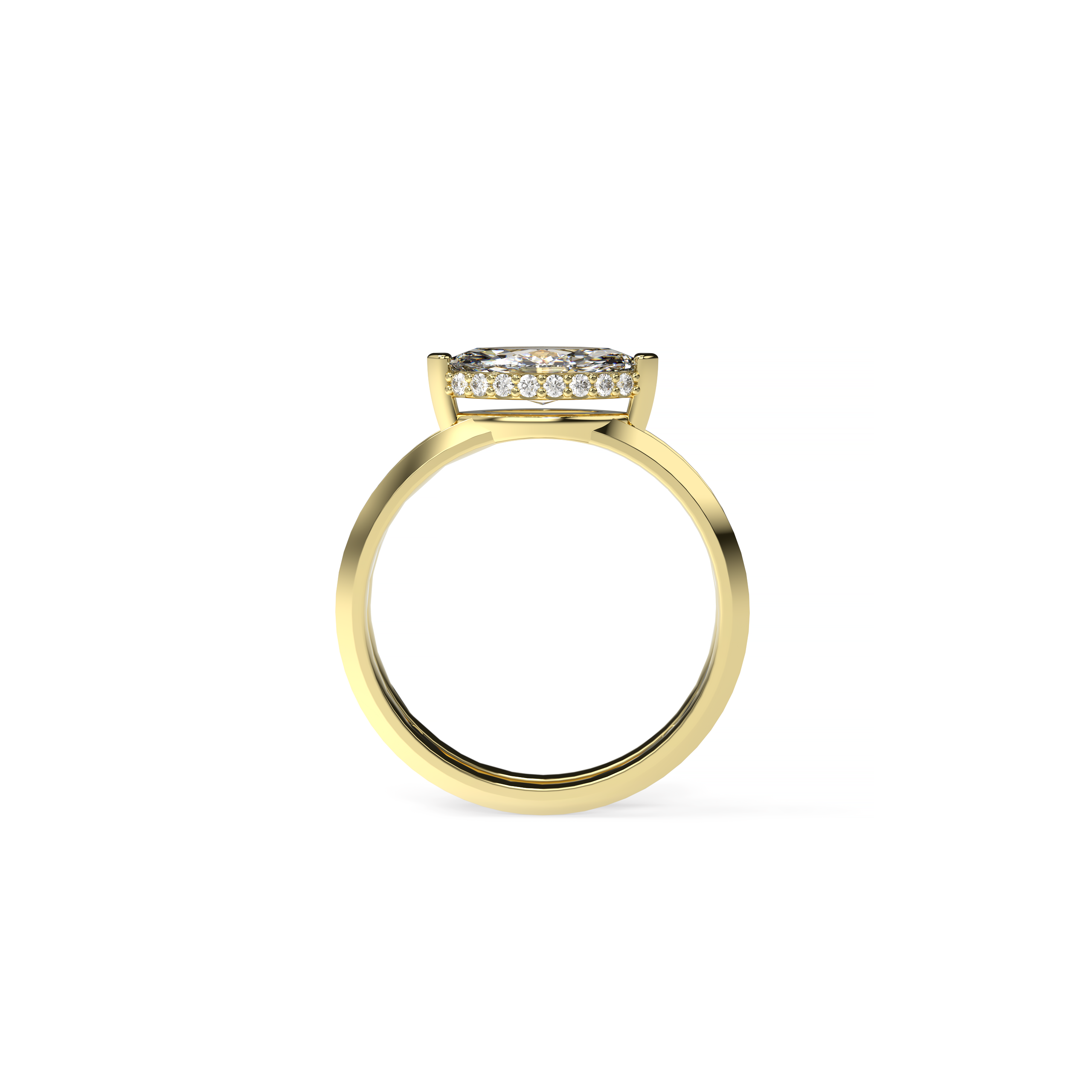 East-West Marquise Diamond Engagement Ring with Knife-Edge Band