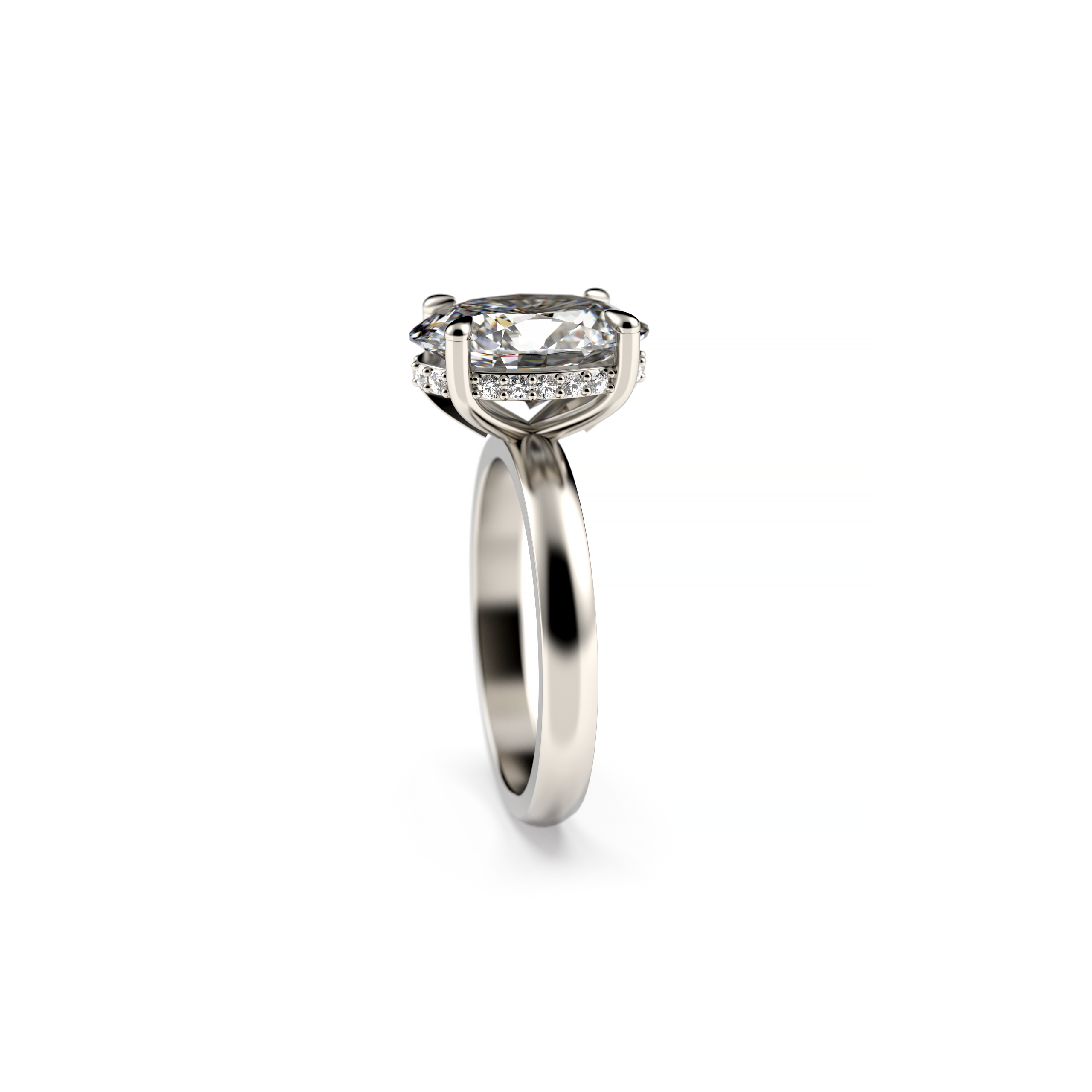 Oval Diamond Initials Engagement Ring