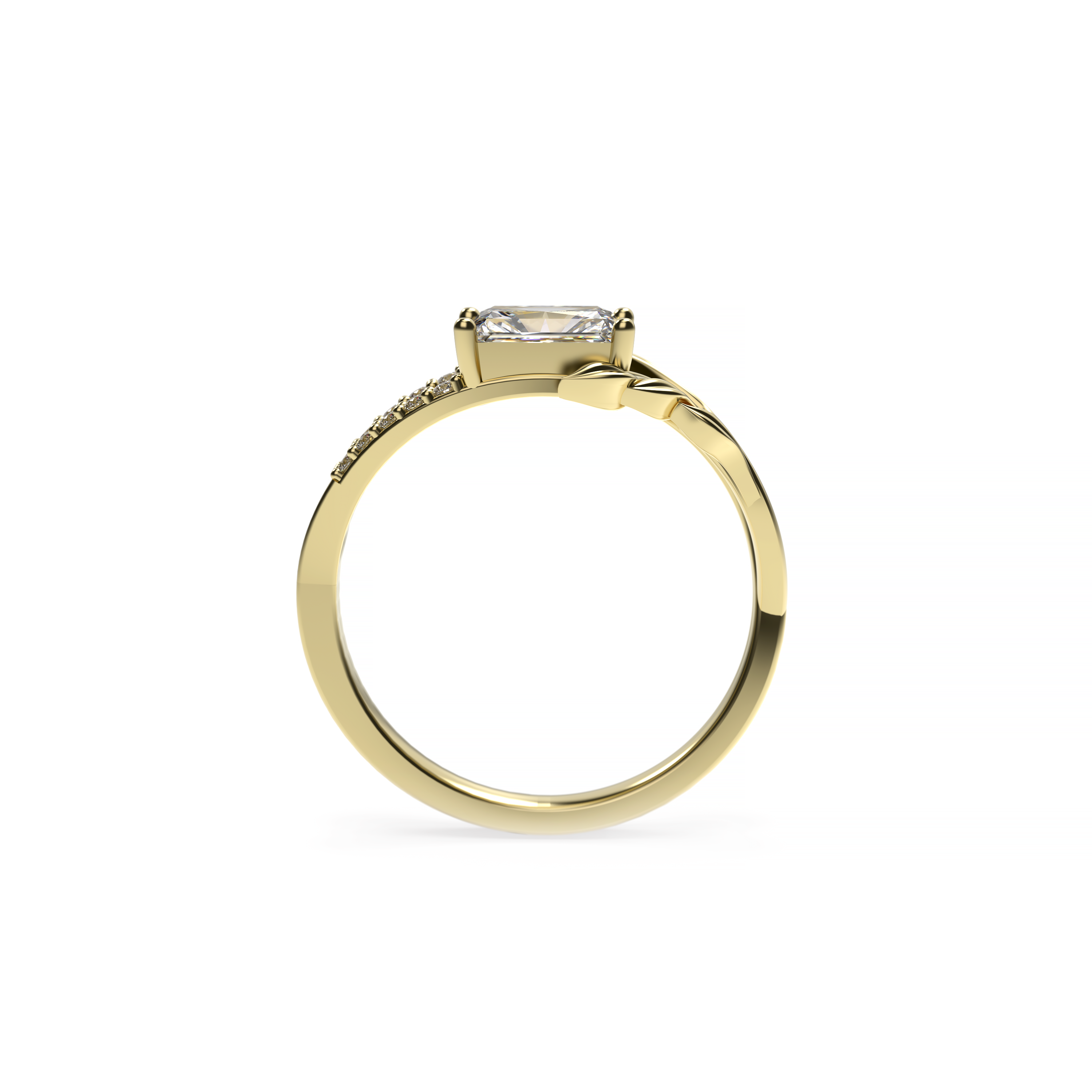 Radiant-Cut Diamond Leaf Band Engagement Ring