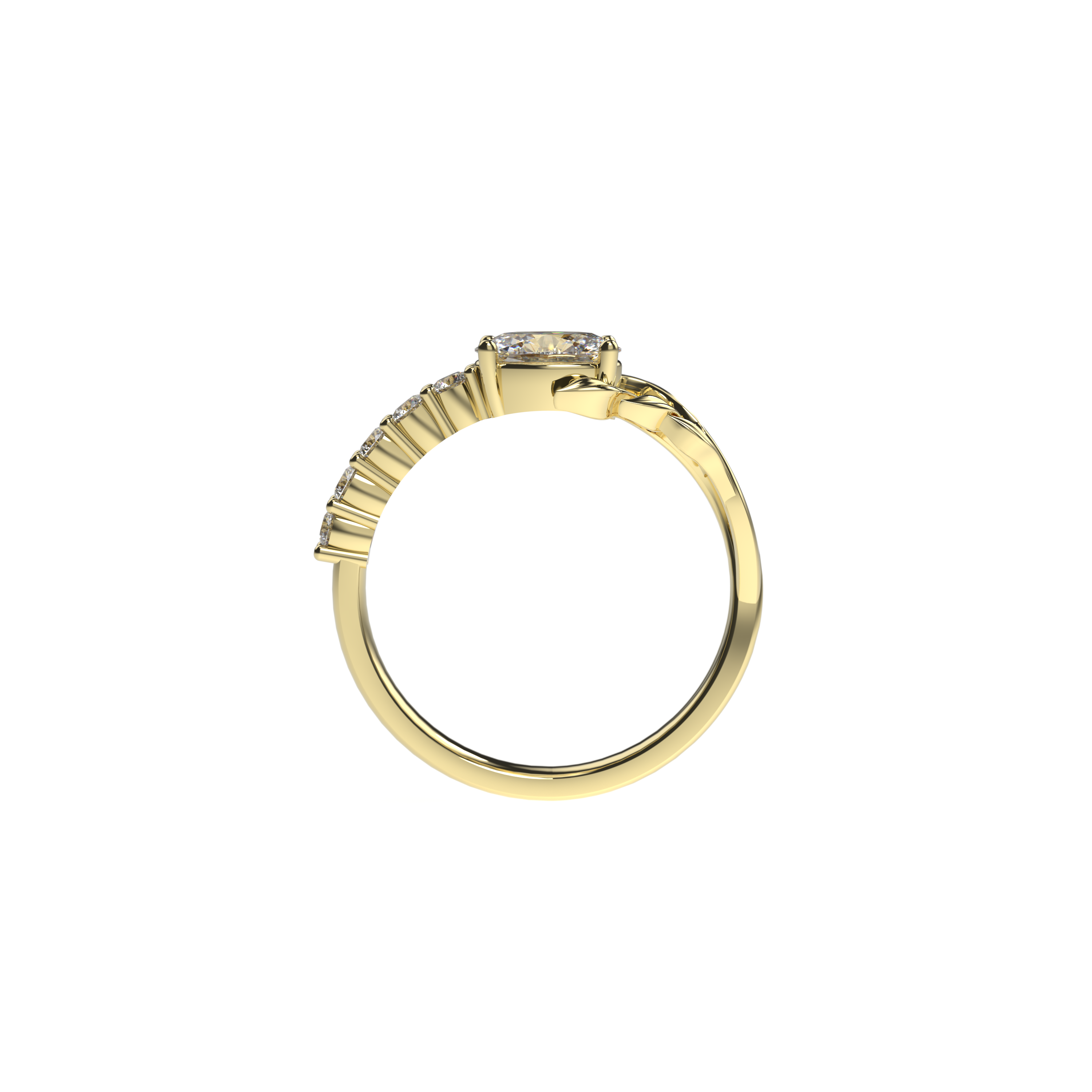 Oval Diamond Leaf Engagement Ring