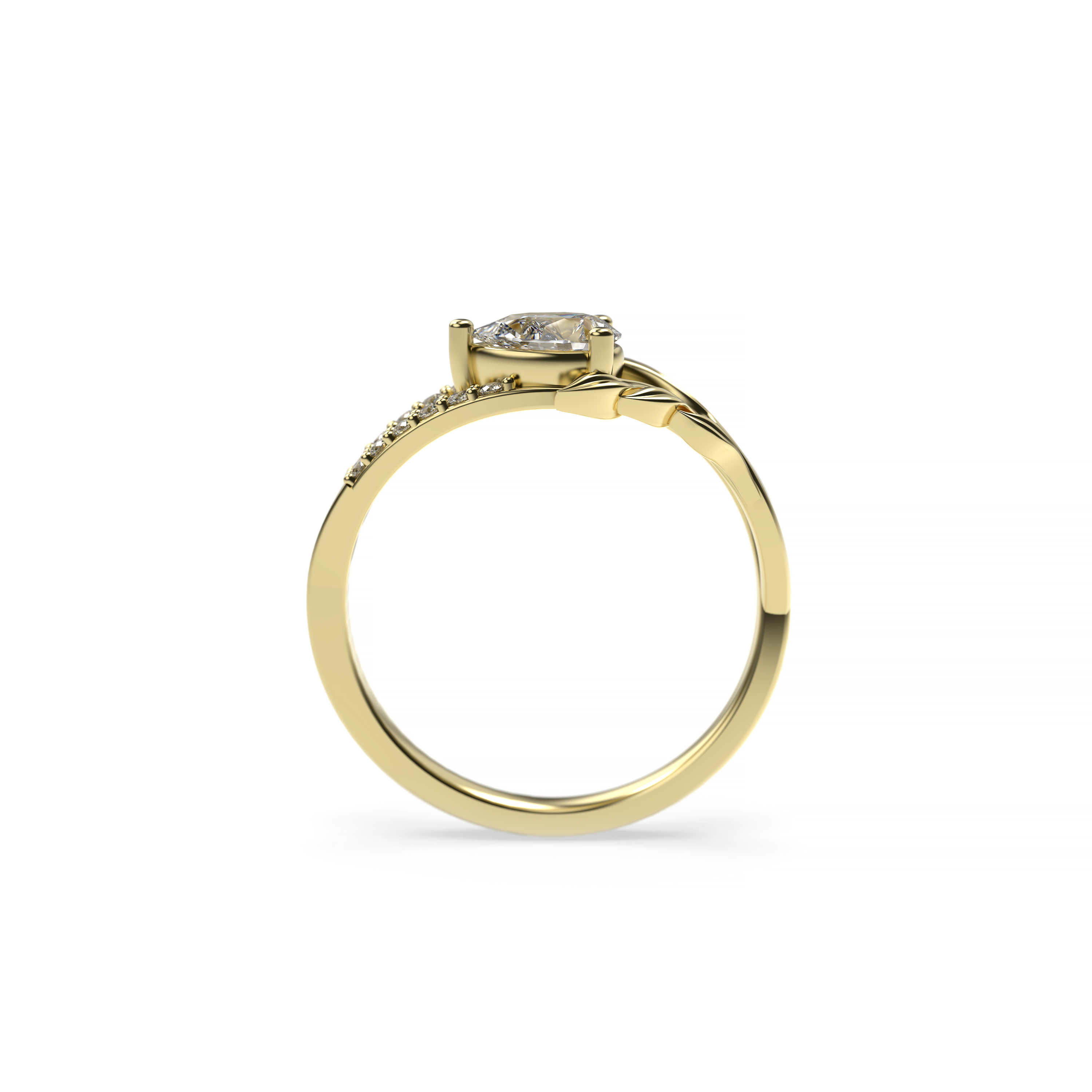 Pear-Cut Diamond Leaf Engagement Ring