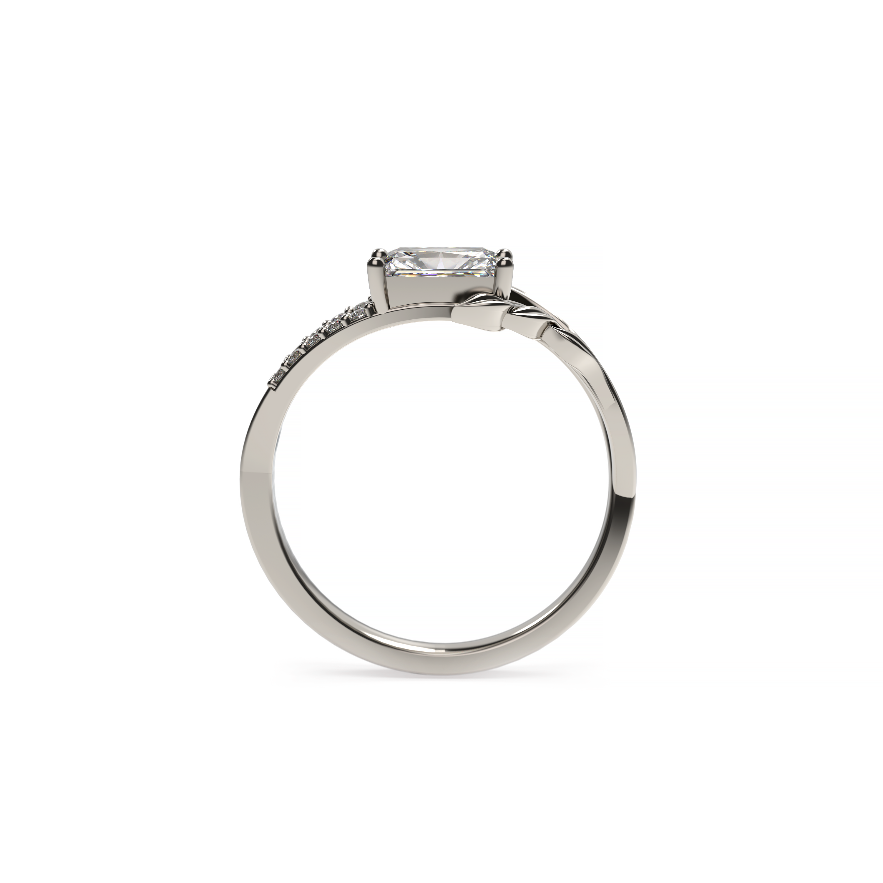 Radiant-Cut Diamond Leaf Band Engagement Ring