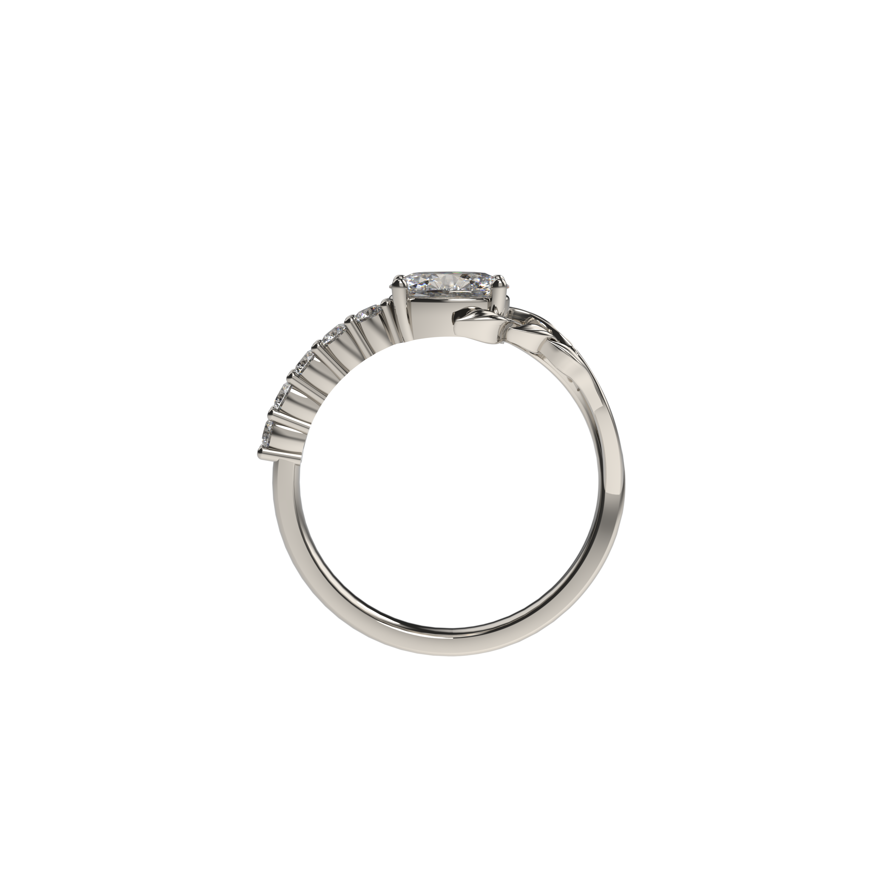 Oval Diamond Leaf Engagement Ring