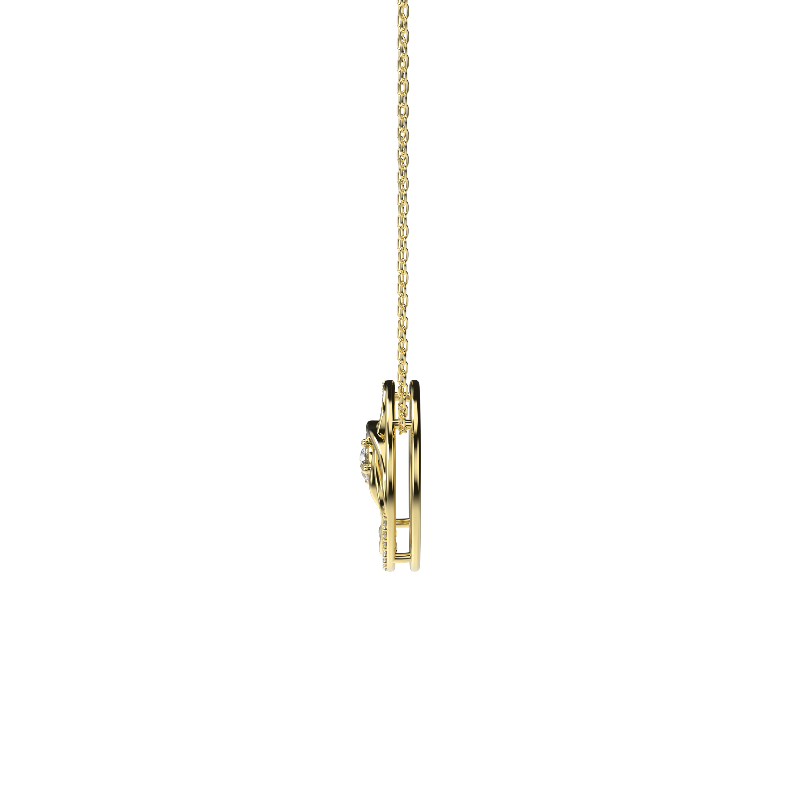 Pear-Shaped Diamond Pendant with Leaf Motif
