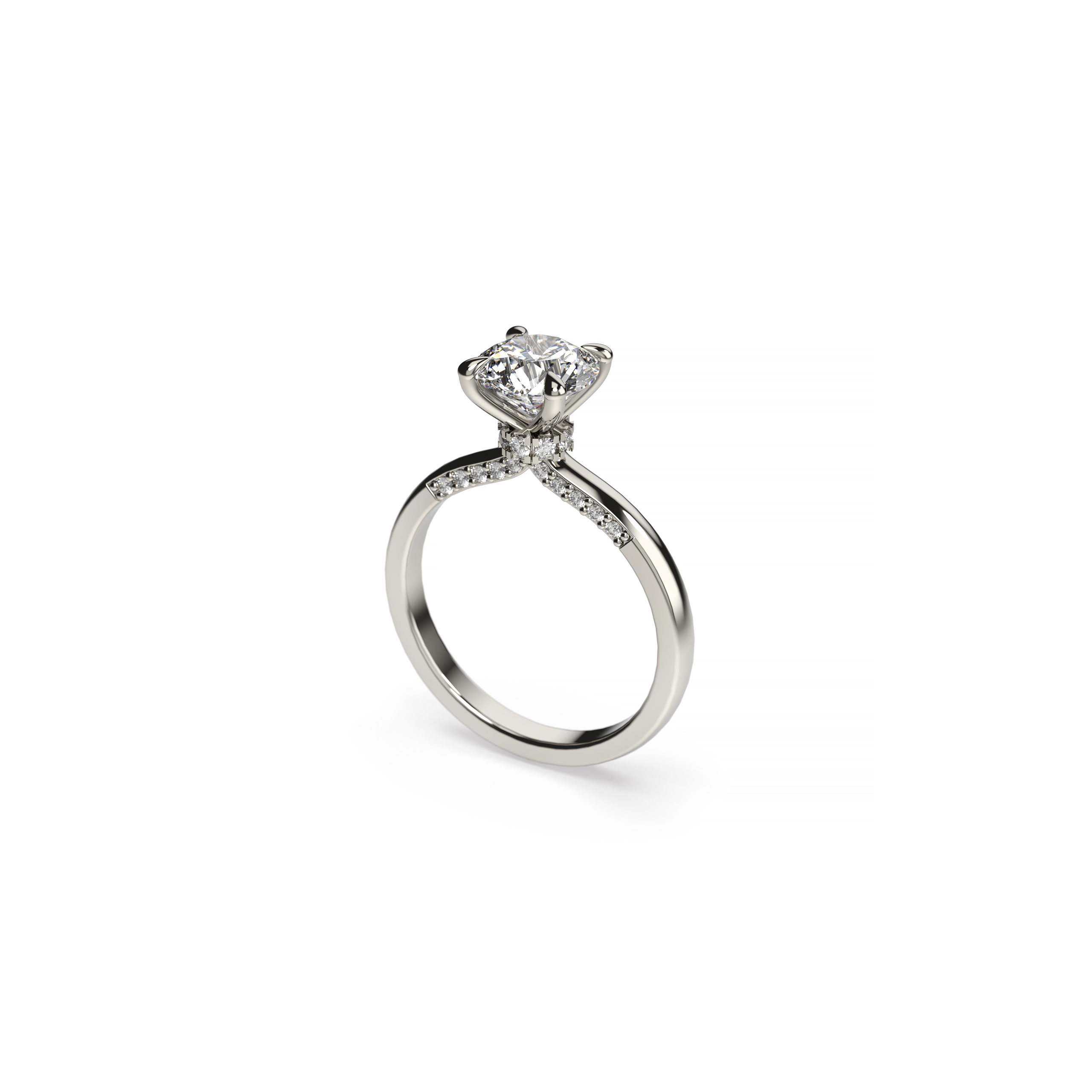 Round Diamond Engagement Ring with Hidden Diamond Halo