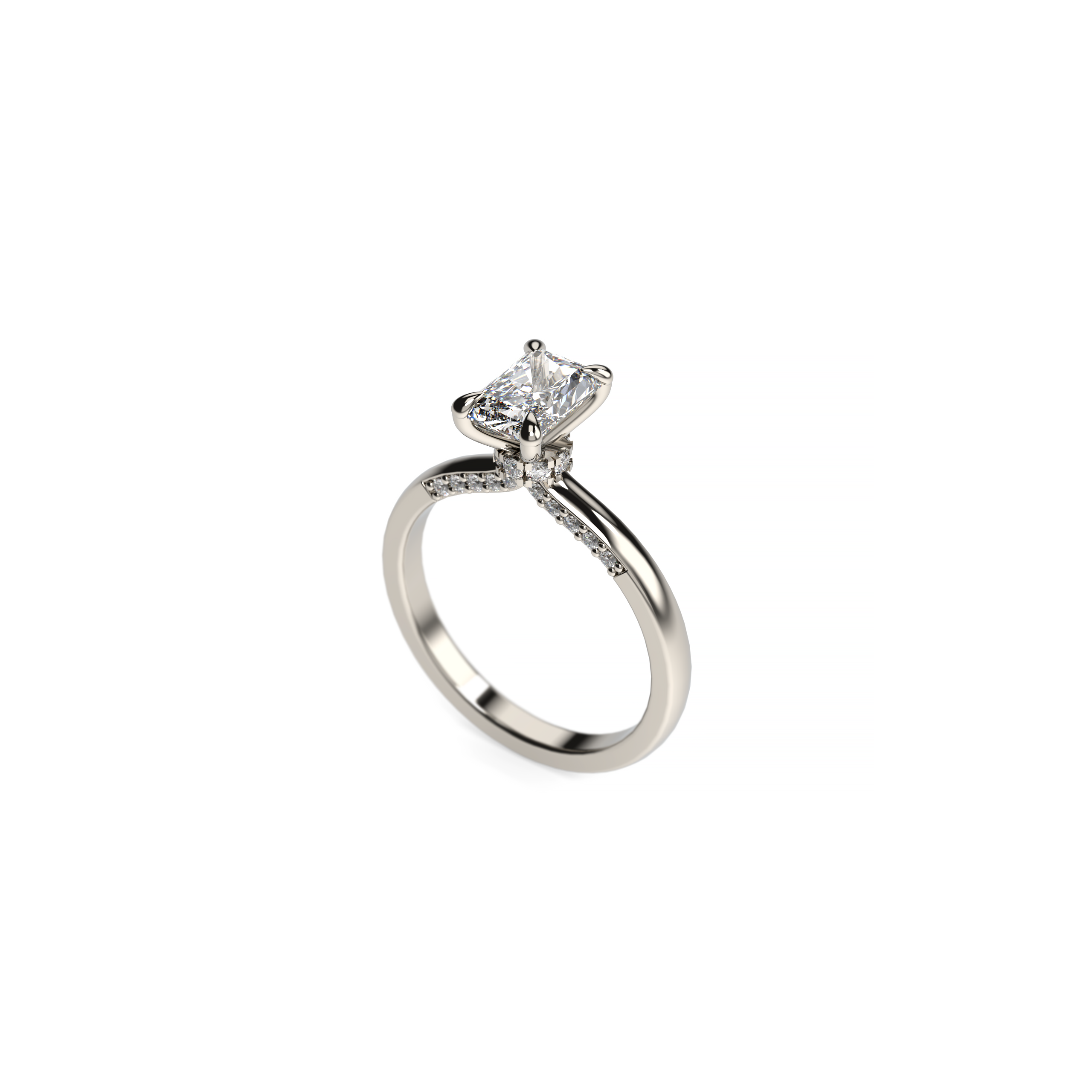 Radiant Diamond Engagement Ring with Hidden Diamond Halo