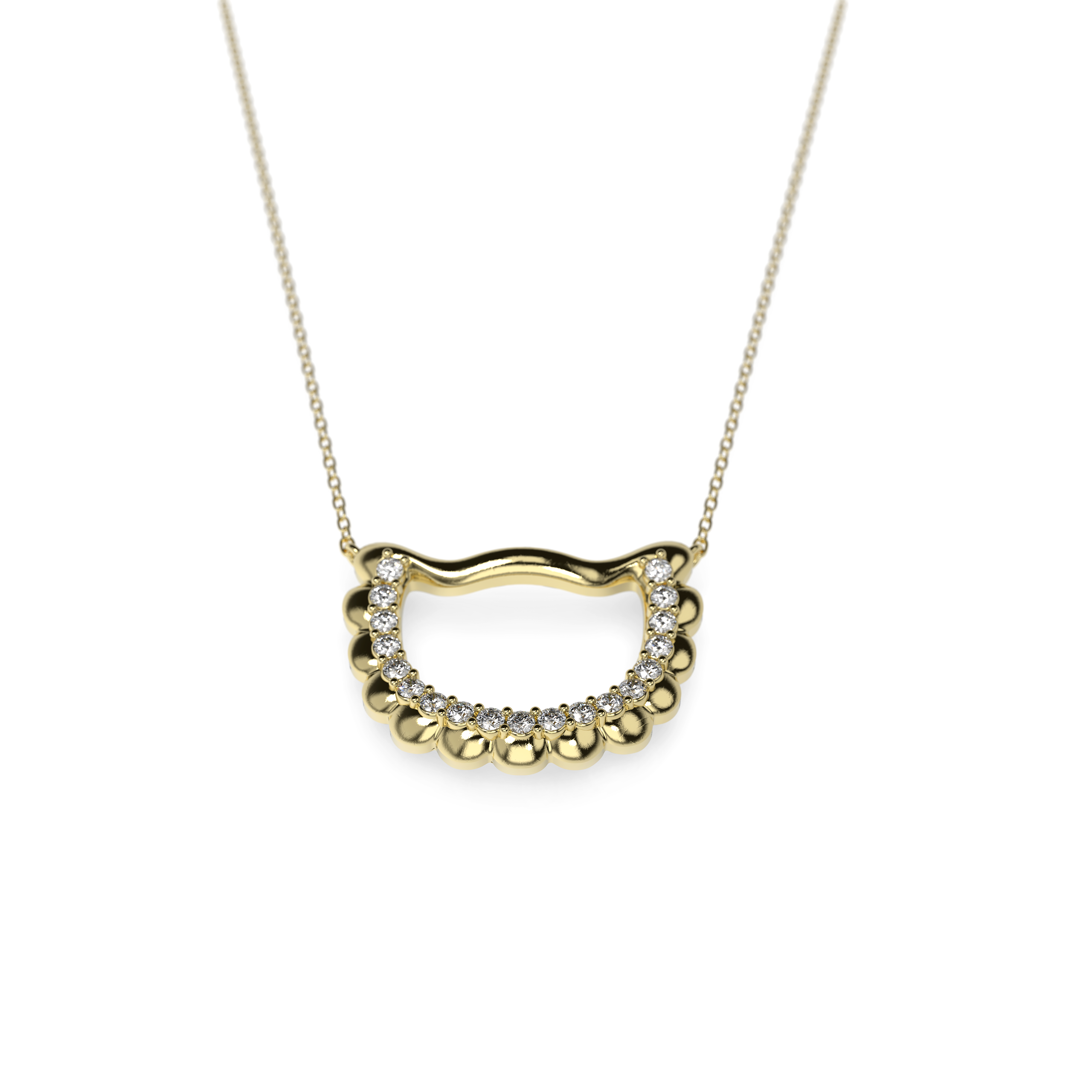 Minimalist diamond pendant in polished yellow gold with cultural design influence