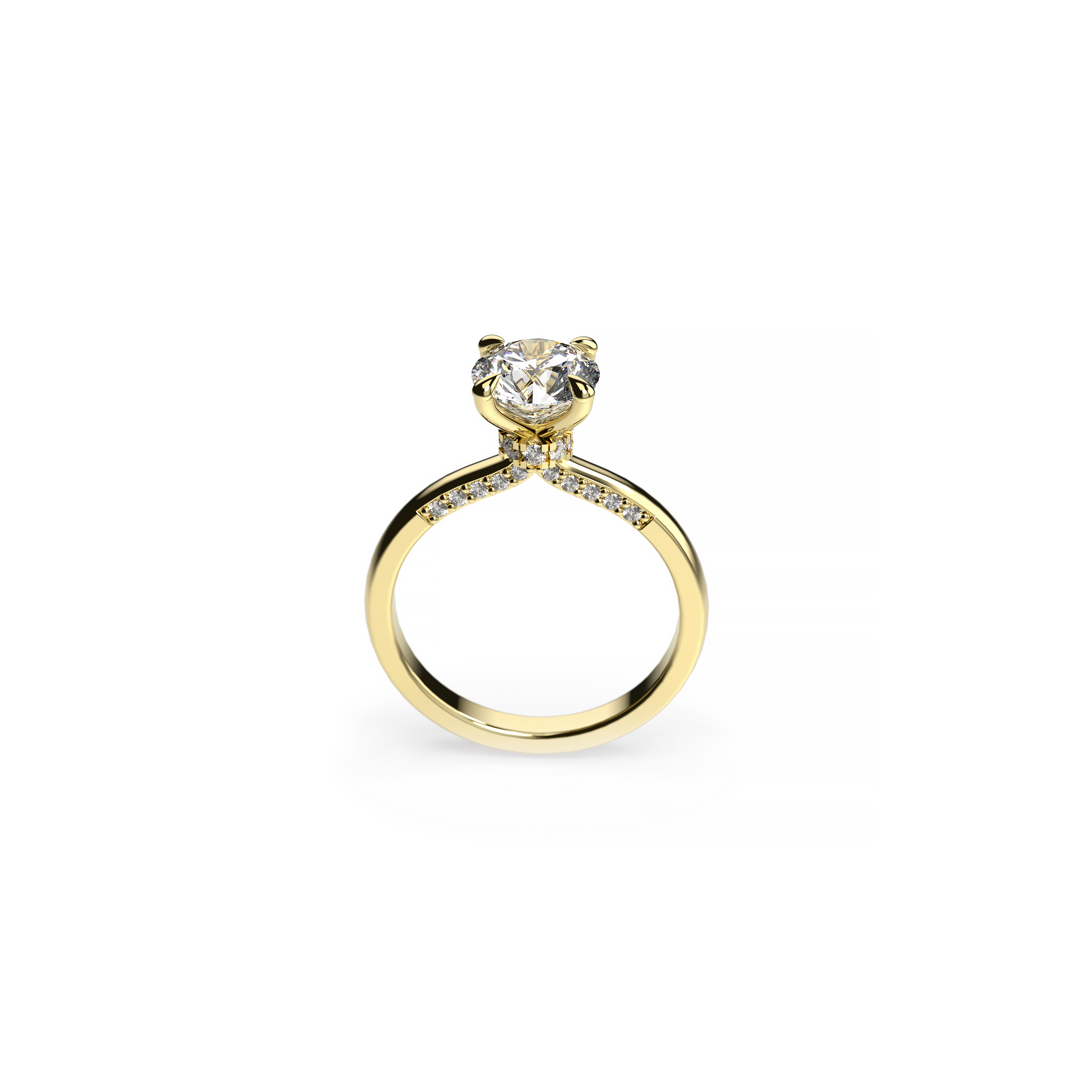 Round Diamond Engagement Ring with Hidden Diamond Halo
