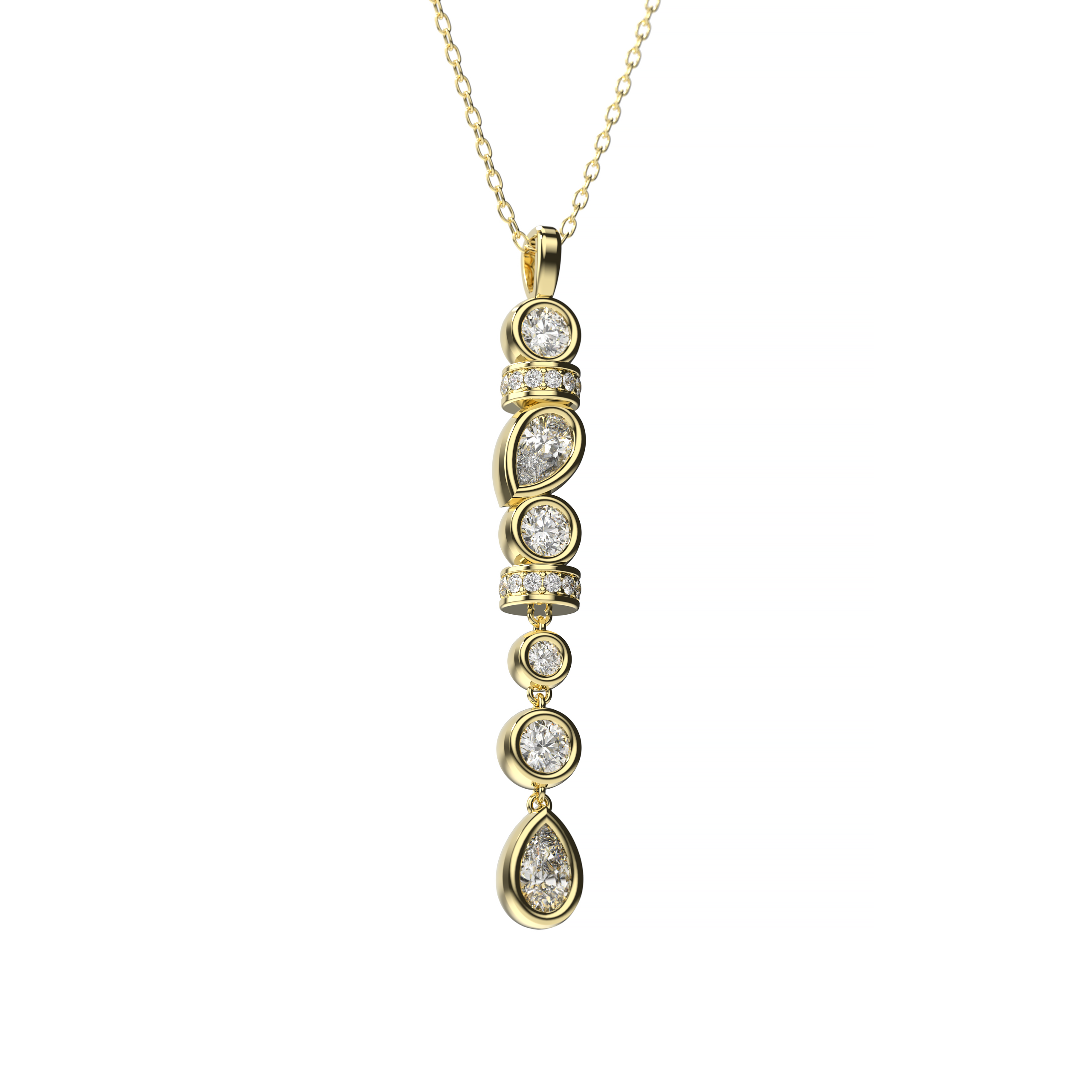 Mixed-Cut Diamond Vertical Pendant