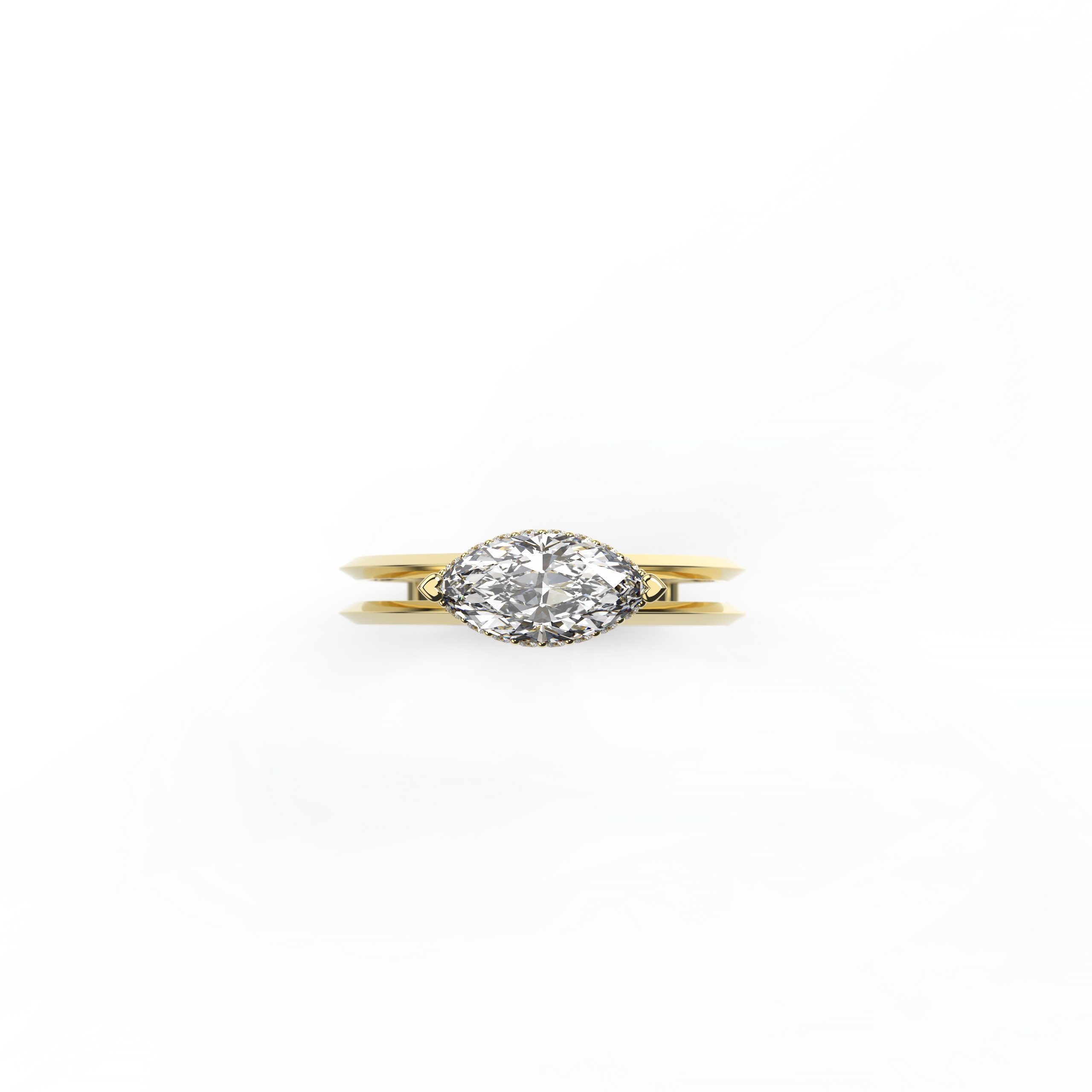 East-West Marquise Diamond Engagement Ring with Knife-Edge Band