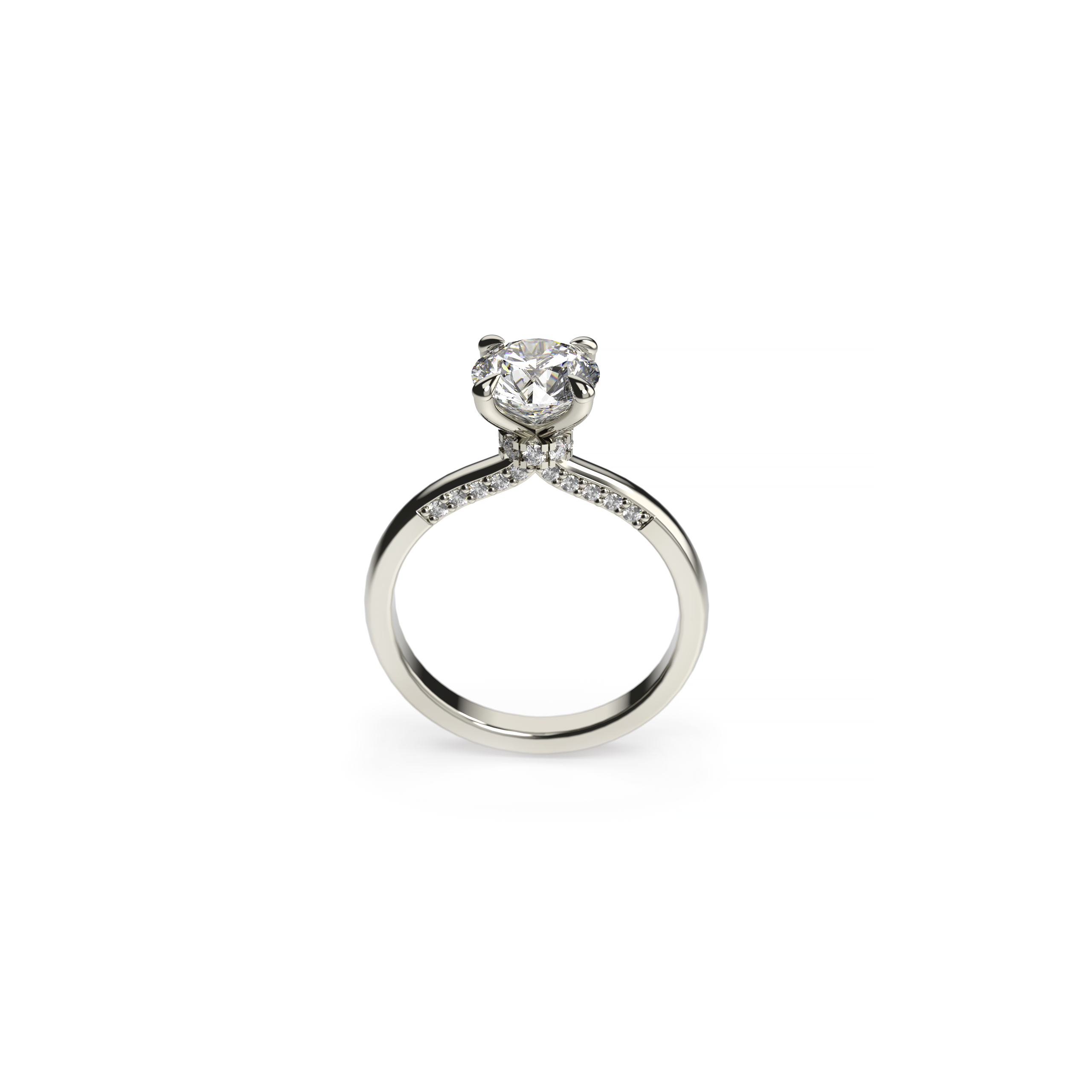 Round Diamond Engagement Ring with Hidden Diamond Halo